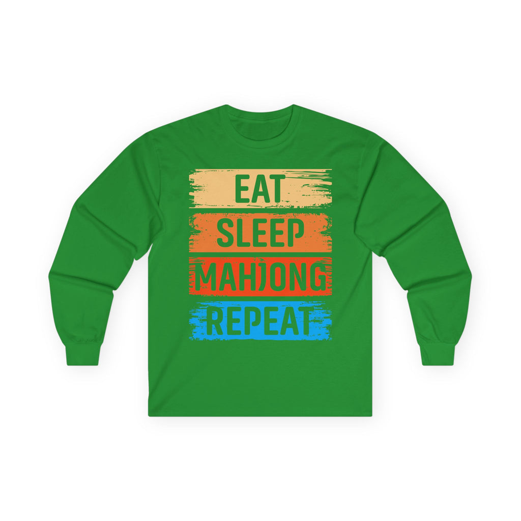 Eat Sleep Mahjong Repeat Cotton Long Sleeve Tee