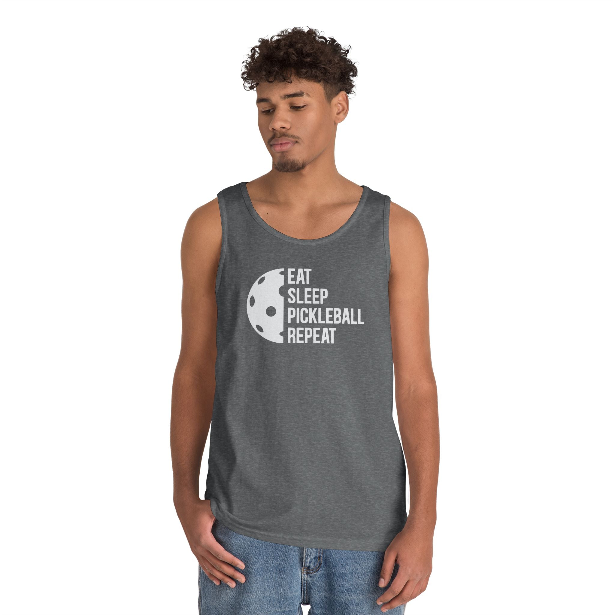 Eat Sleep Pickleball Heavy Cotton Tank Top