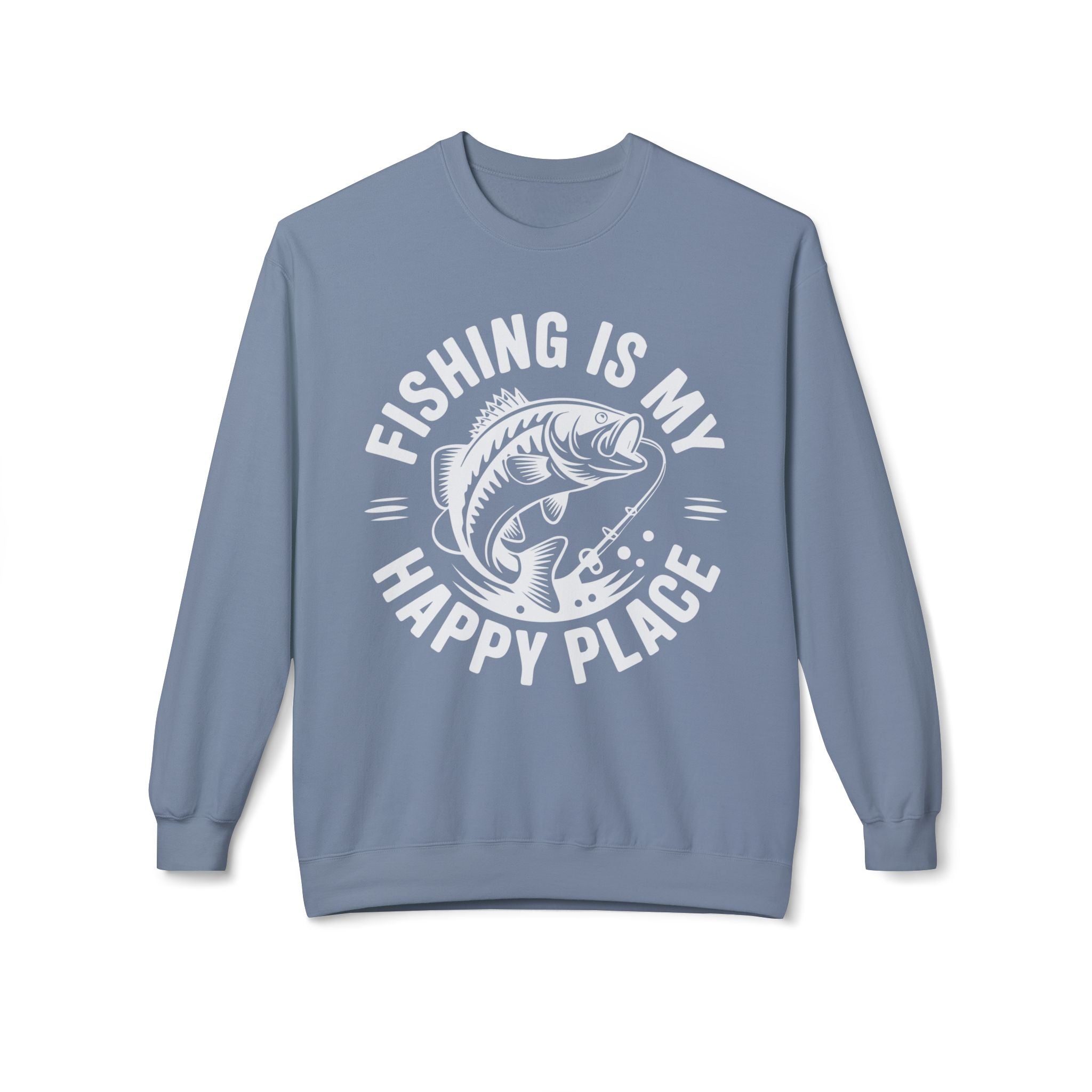 Fishing Is My Happy Place Midweight Softstyle Fleece Crewneck Sweatshirt