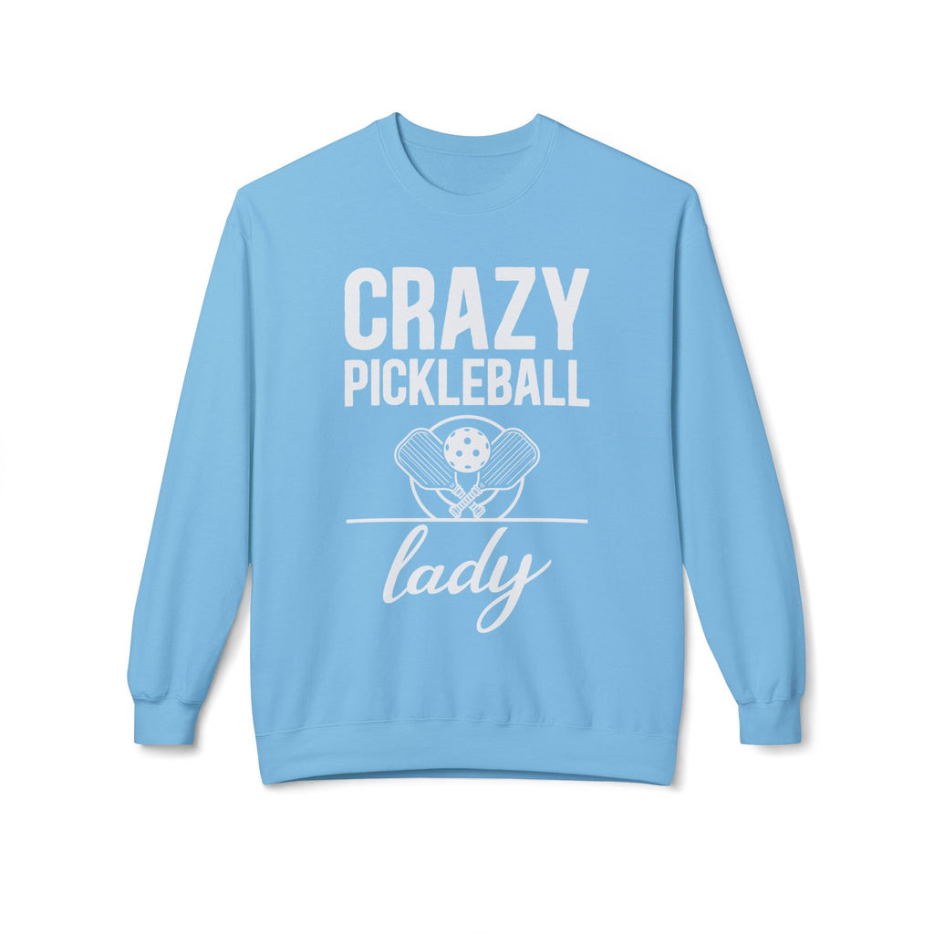 Crazy Pickleball Lady Midweight Softstyle Fleece Crewneck Sweatshirt