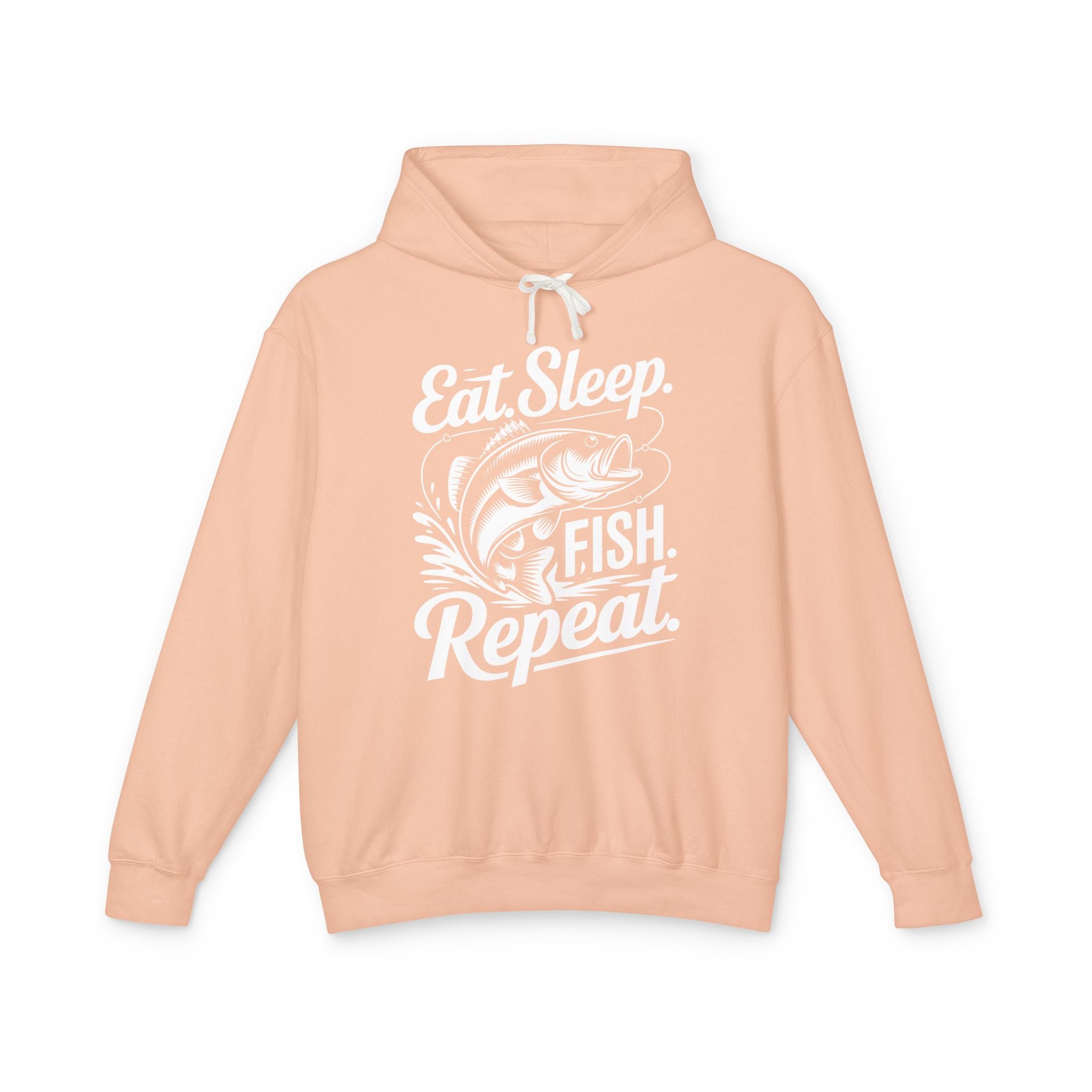 Eat Sleep Fish Repeat Lightweight Hooded Sweatshirt