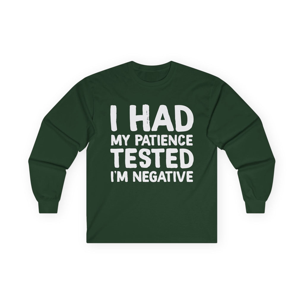 Negative For Patience Cotton Long Sleeve Tee