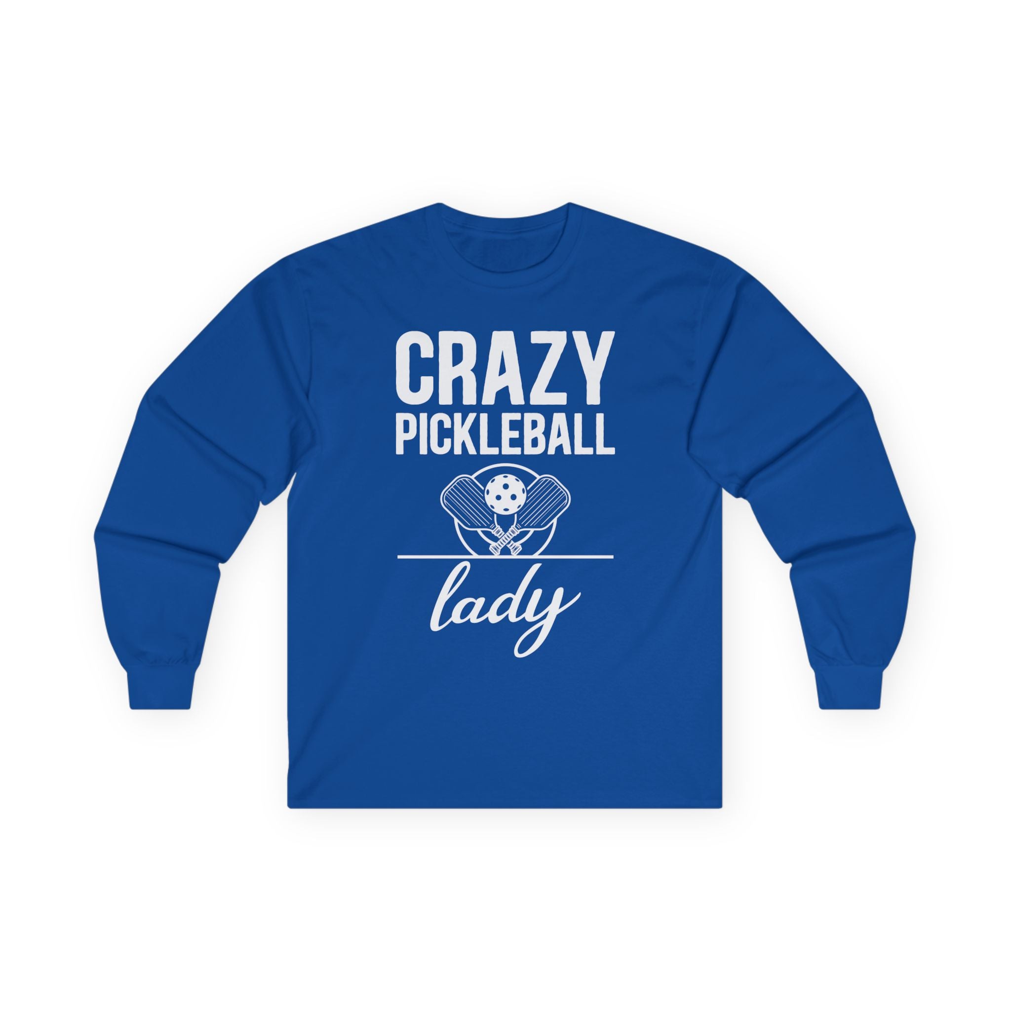 Crazy Pickleball Lady Cotton Long Sleeve Tee