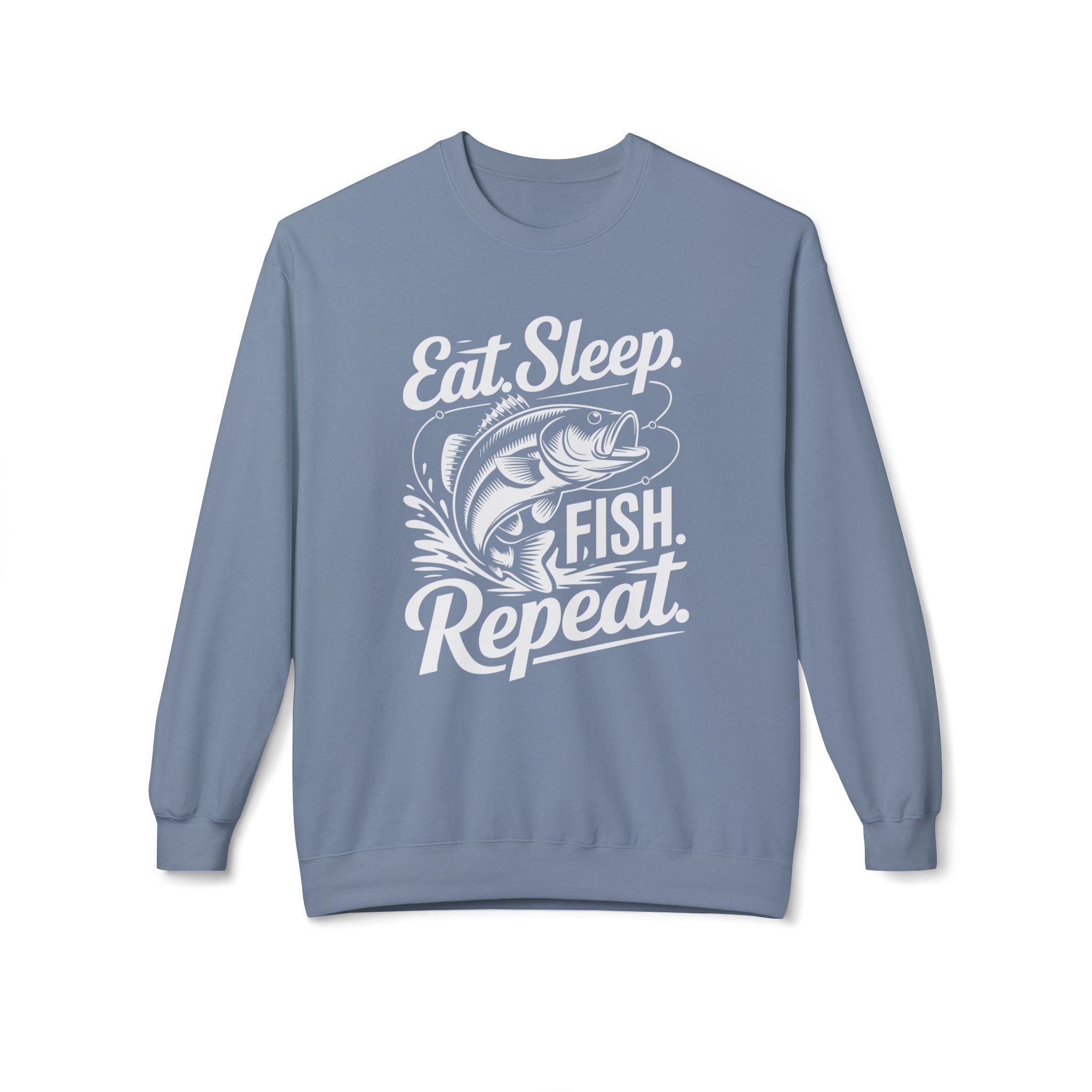 Eat Sleep Fish Repeat Midweight Softstyle Fleece Crewneck Sweatshirt
