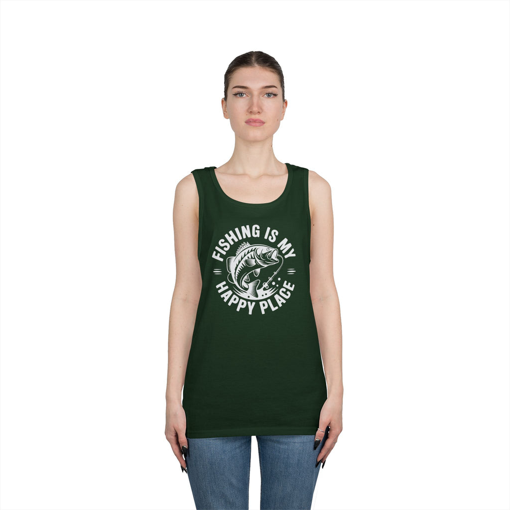 Fishing Is My Happy Place Heavy Cotton Tank Top