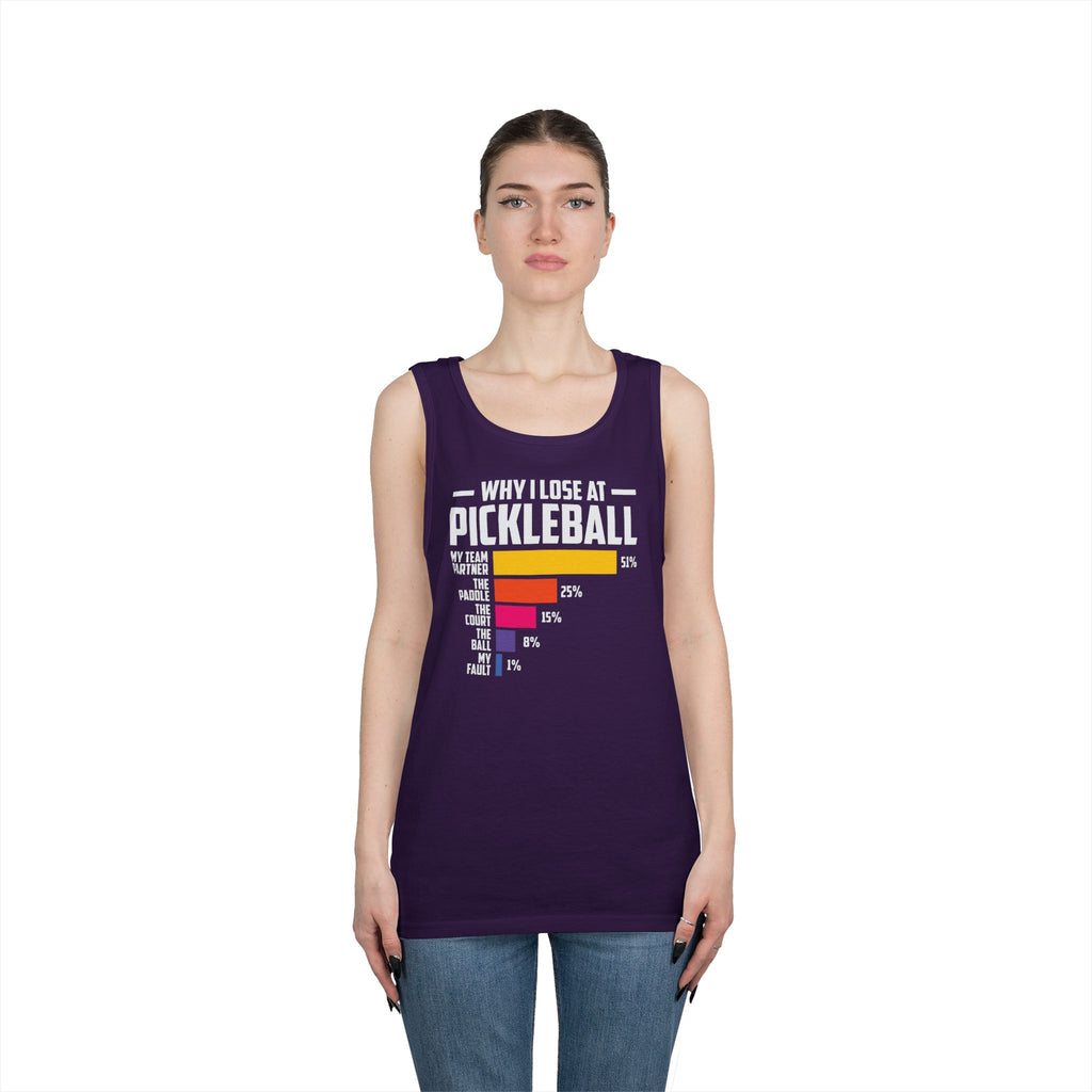 Why I Lose At Pickleball Heavy Cotton Tank Top