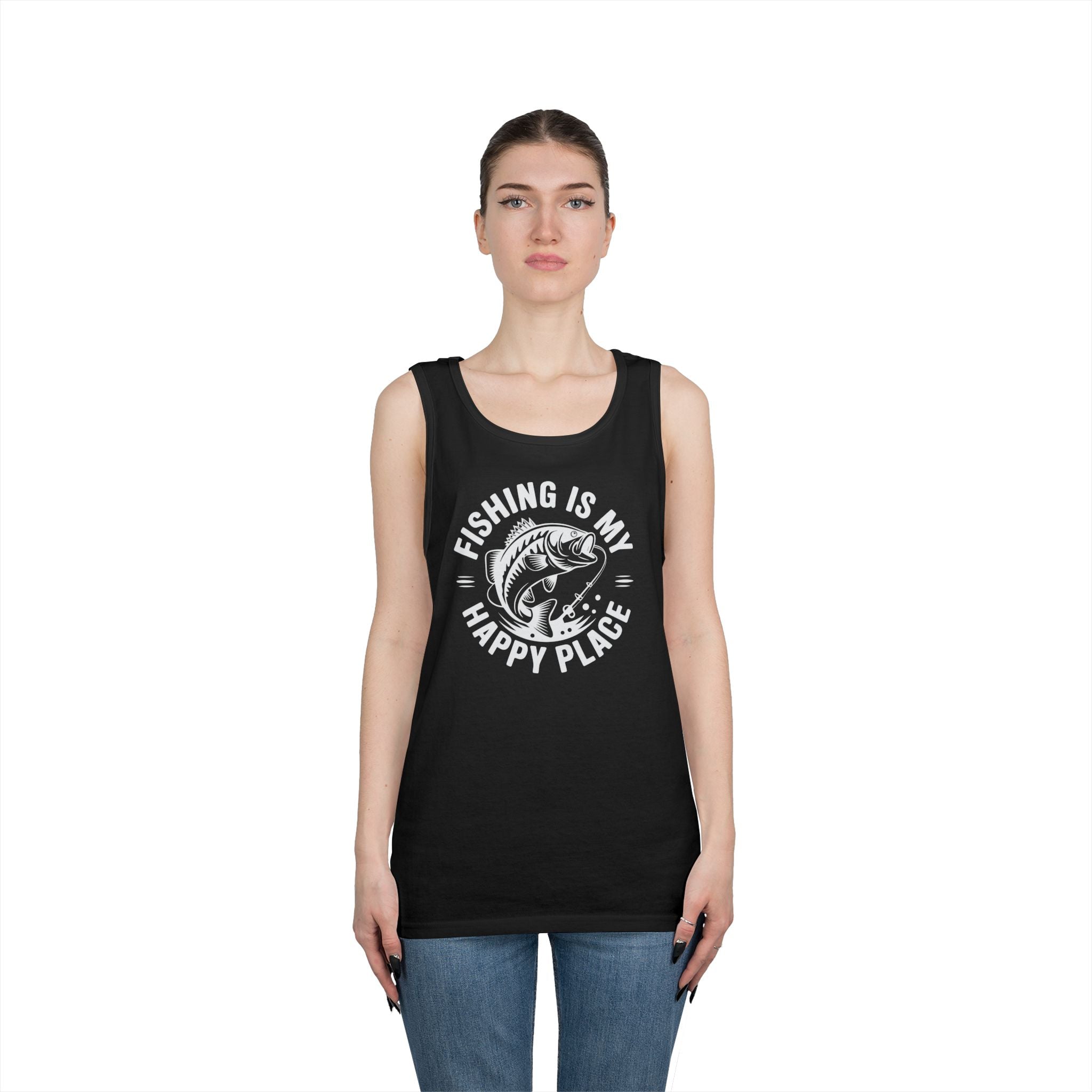 Fishing Is My Happy Place Heavy Cotton Tank Top