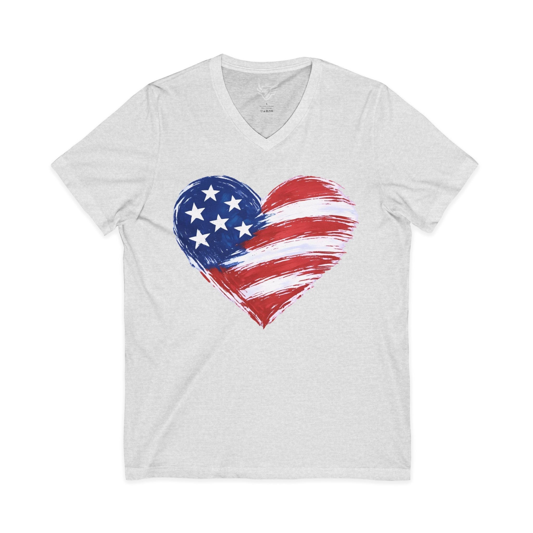 Heart Flag Jersey Short Sleeve V-Neck Tee
