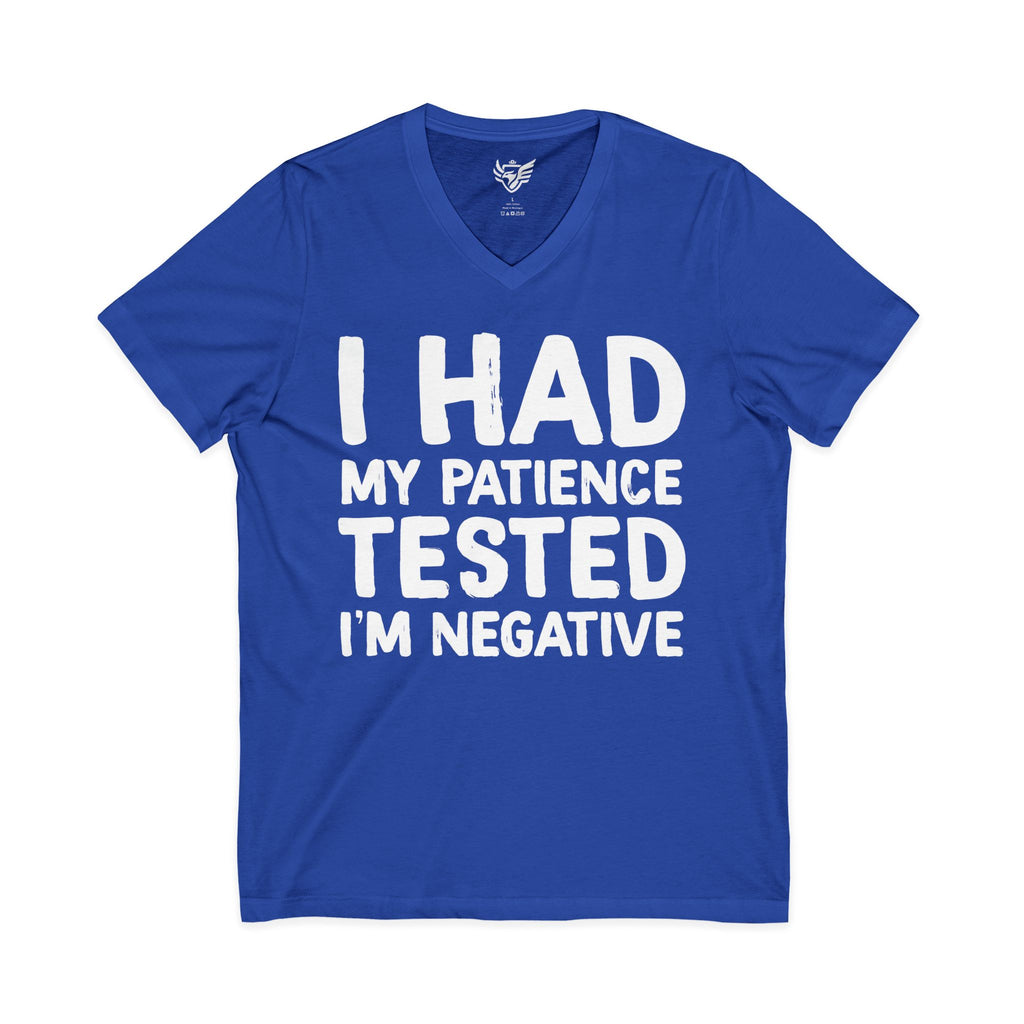 Negative For Patience Jersey Short Sleeve V-Neck Tee