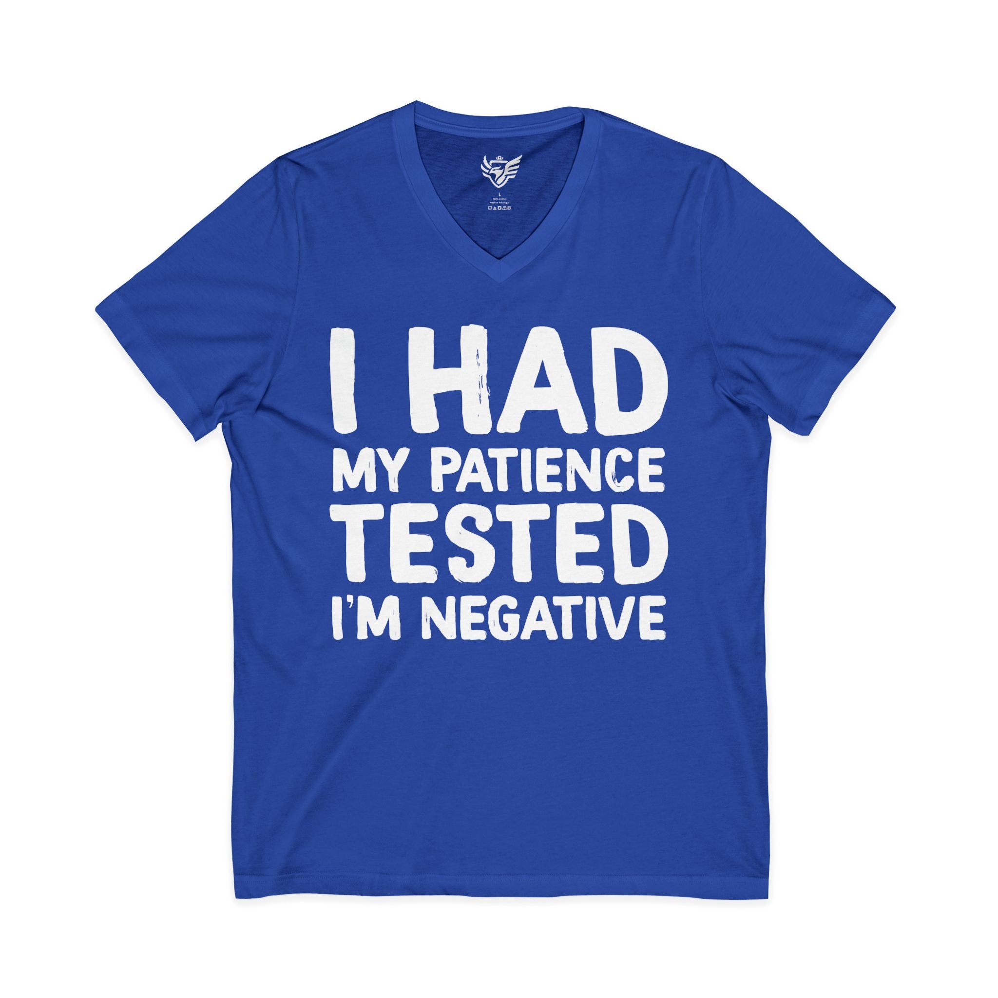 Negative For Patience Jersey Short Sleeve V-Neck Tee