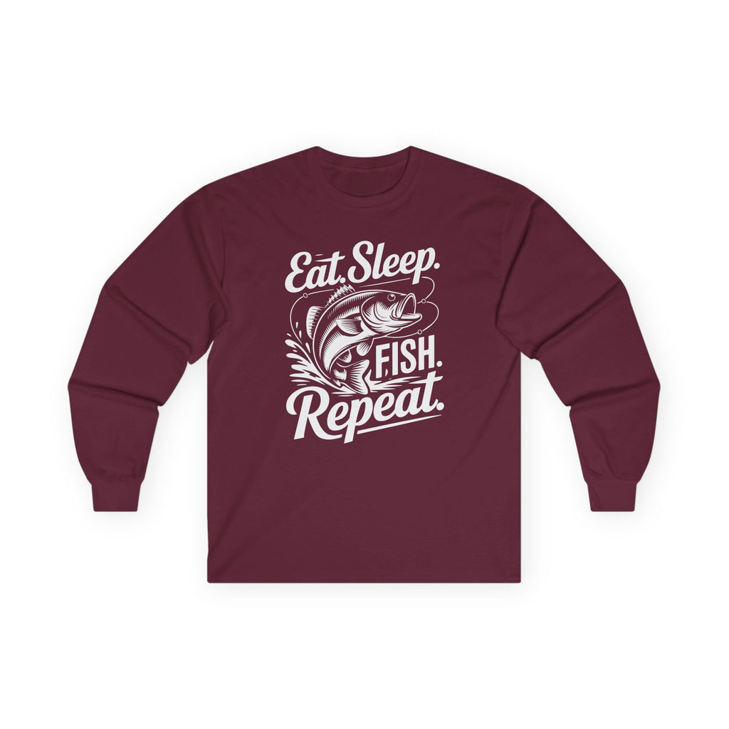 Eat Sleep Fish Repeat Cotton Long Sleeve Tee