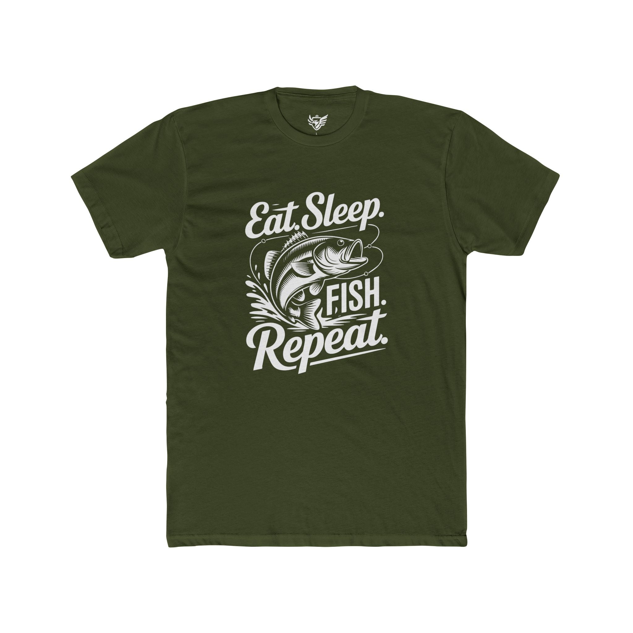 Eat Sleep Fish Repeat Cotton Crew Tee