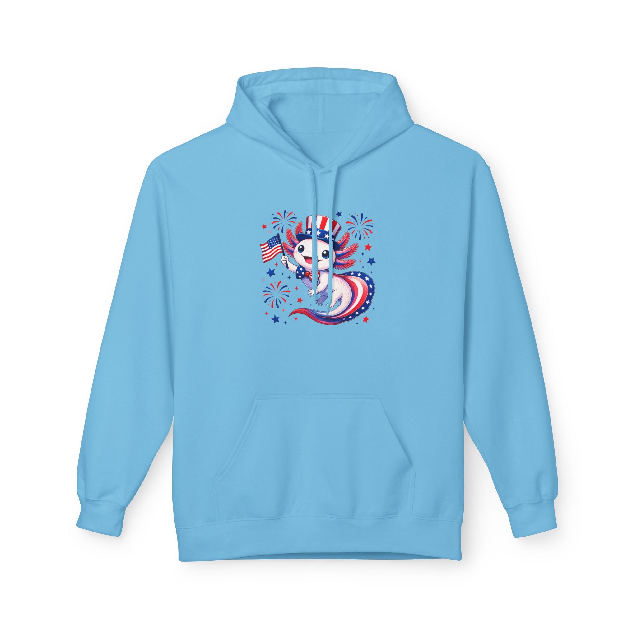 Patriotic Axolotl Midweight Softstyle Fleece Hoodie