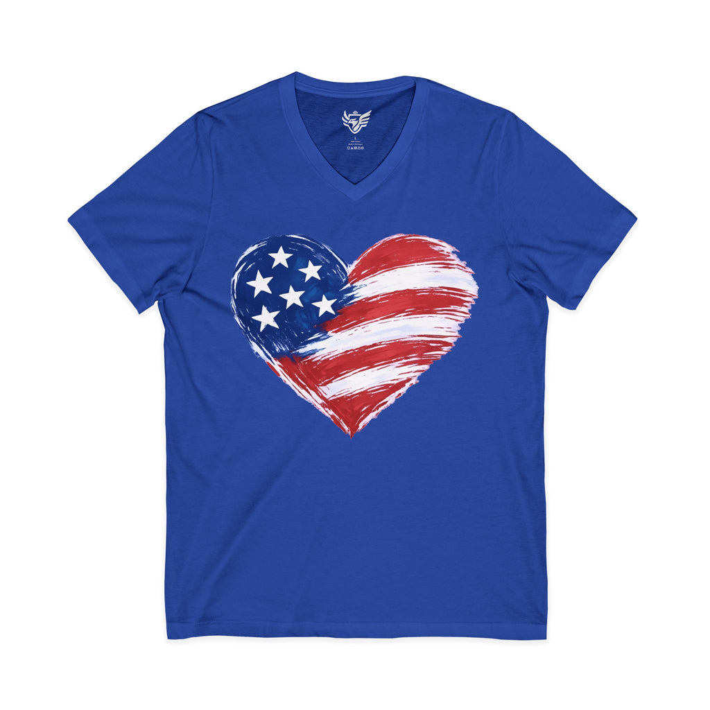 Heart Flag Jersey Short Sleeve V-Neck Tee