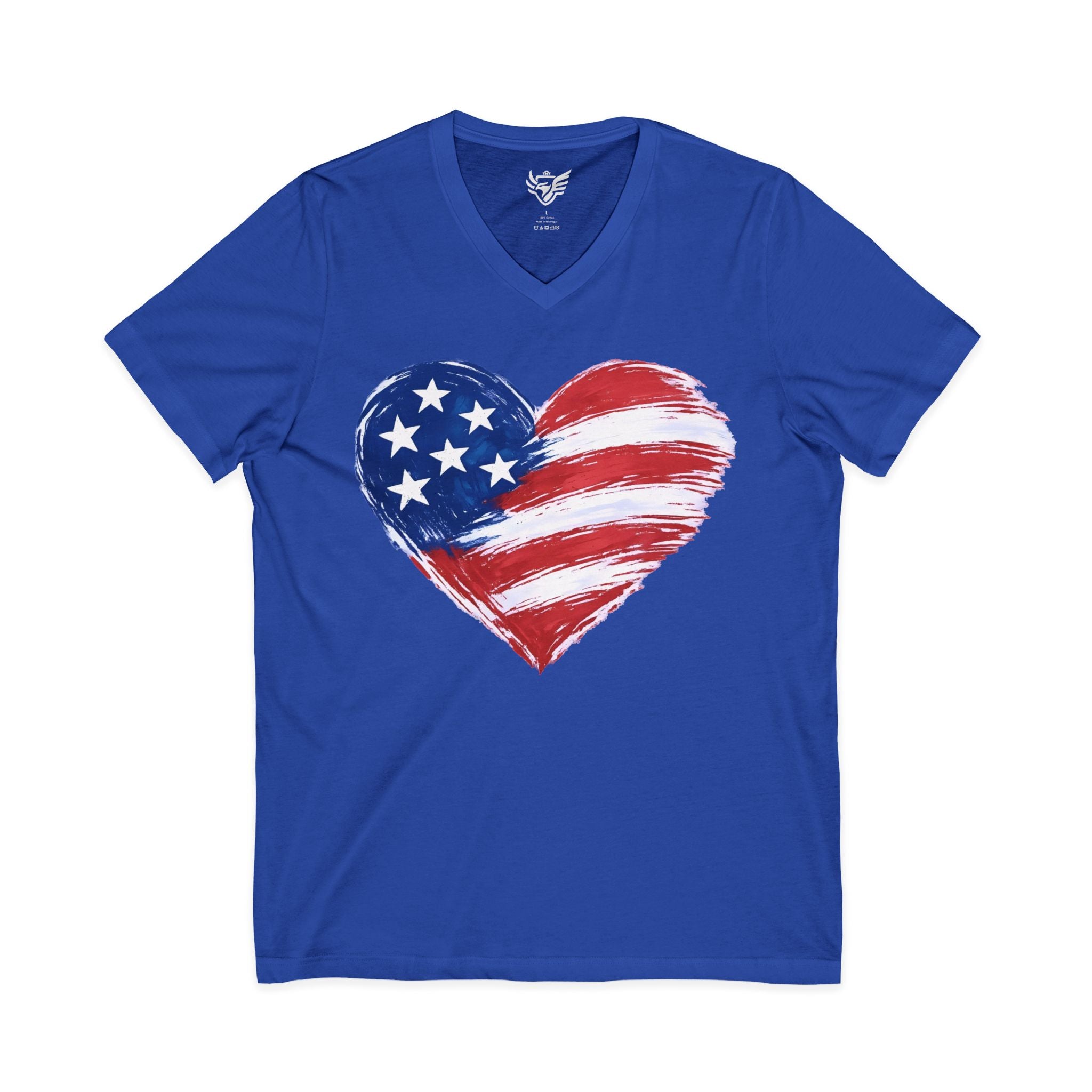 Heart Flag Jersey Short Sleeve V-Neck Tee