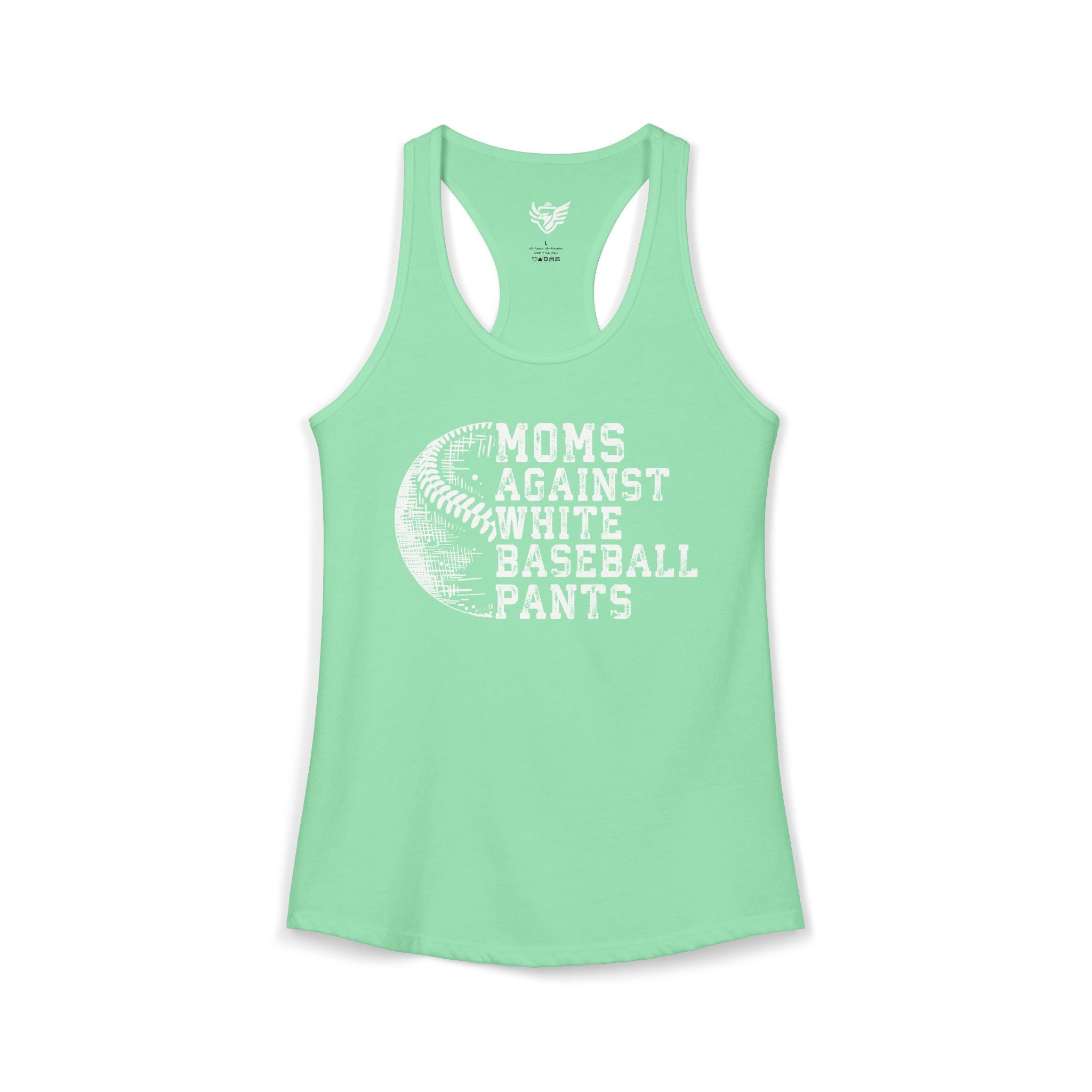 Mom's Against White Baseball Pants Ideal Racerback Tank