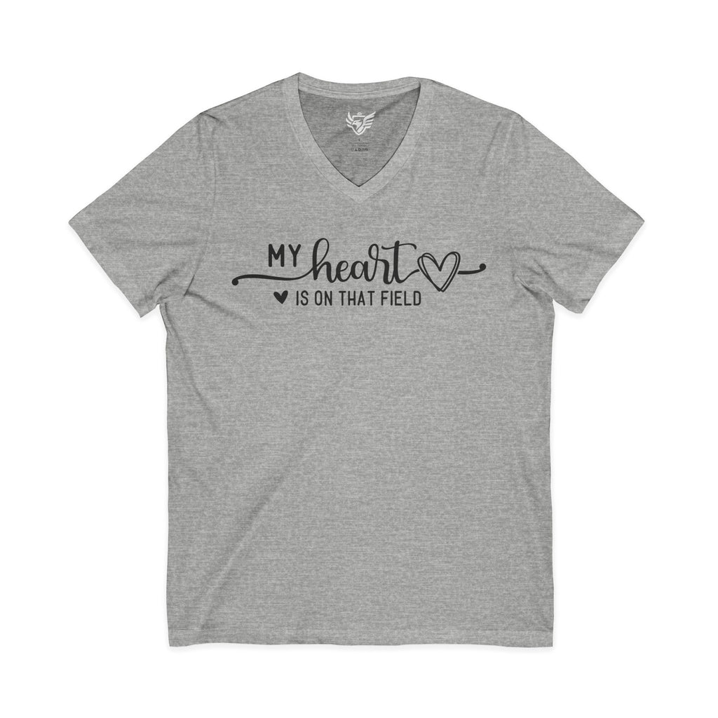 My Heart is on that Field Jersey Short Sleeve V-Neck Tee