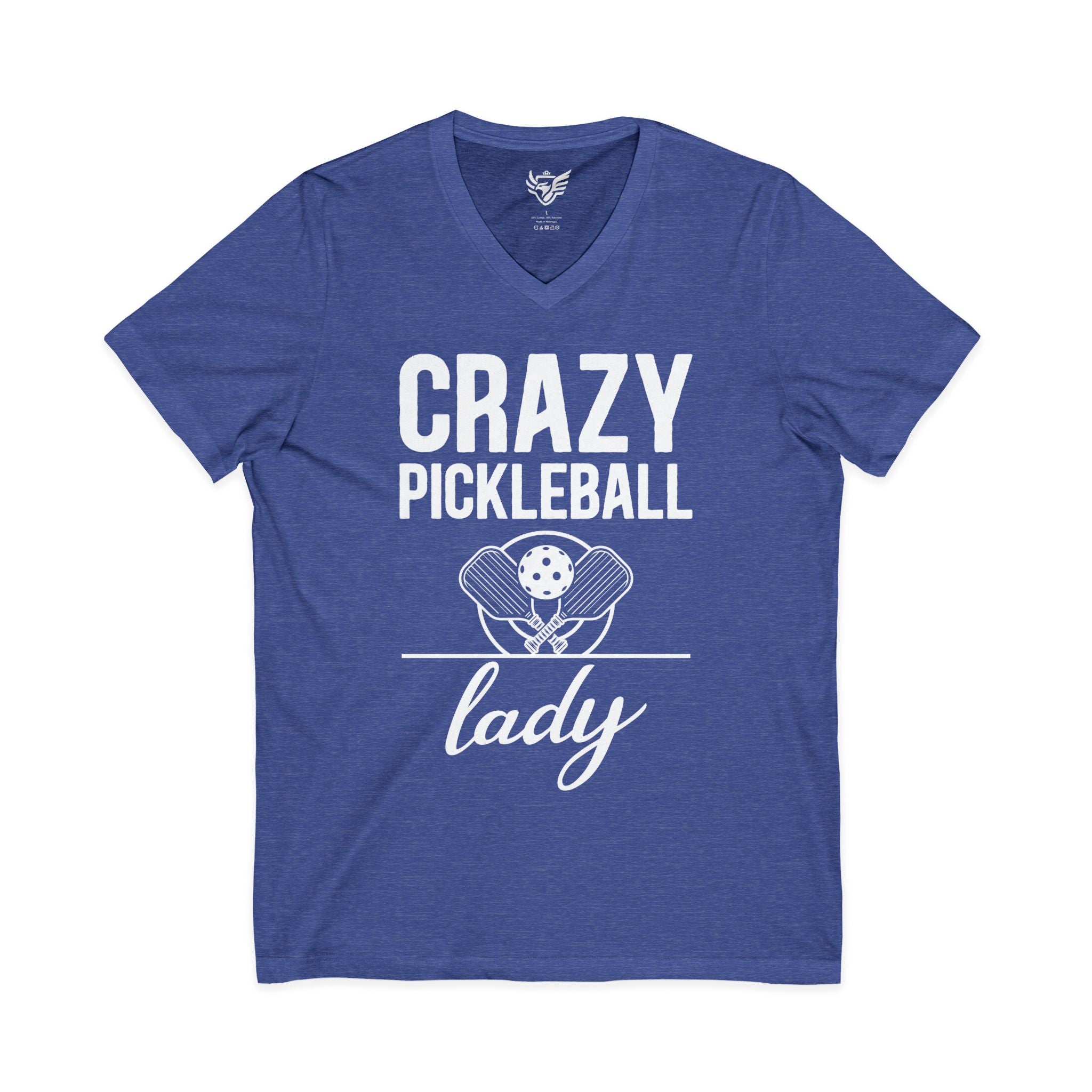 Crazy Pickleball Lady Jersey Short Sleeve V-Neck Tee