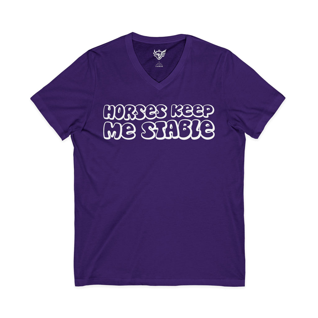 Horses Keep Me Stable Jersey Short Sleeve V-Neck Tee