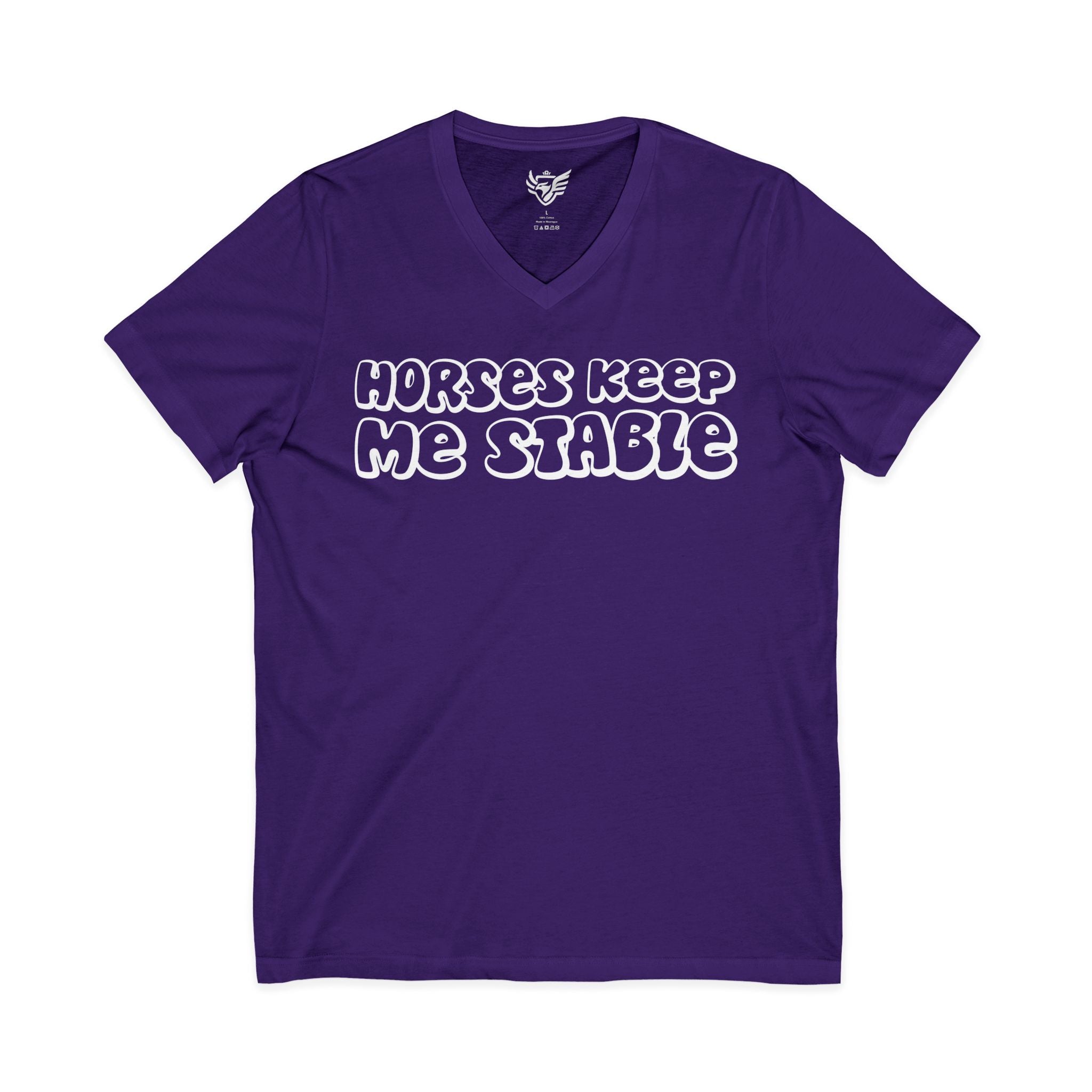 Horses Keep Me Stable Jersey Short Sleeve V-Neck Tee