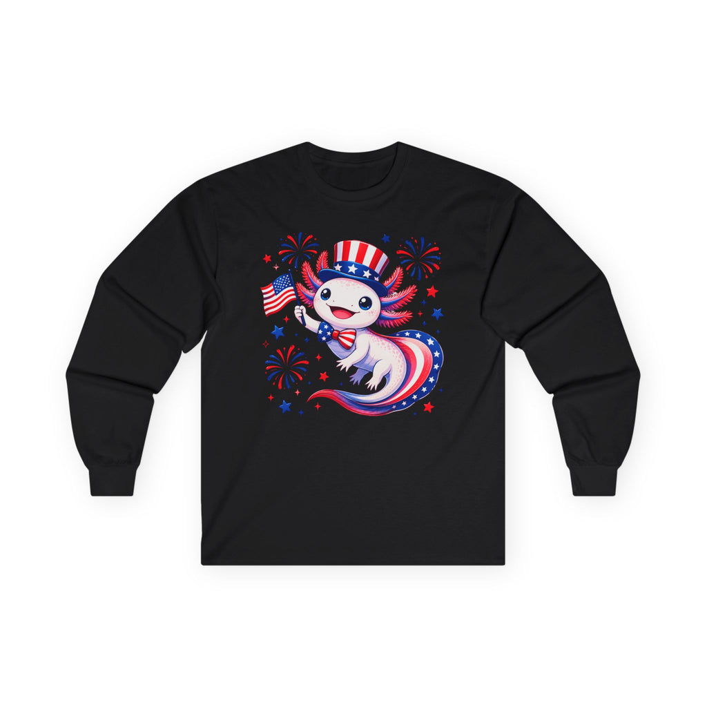 Patriotic Axolotl Cotton Long Sleeve Tee