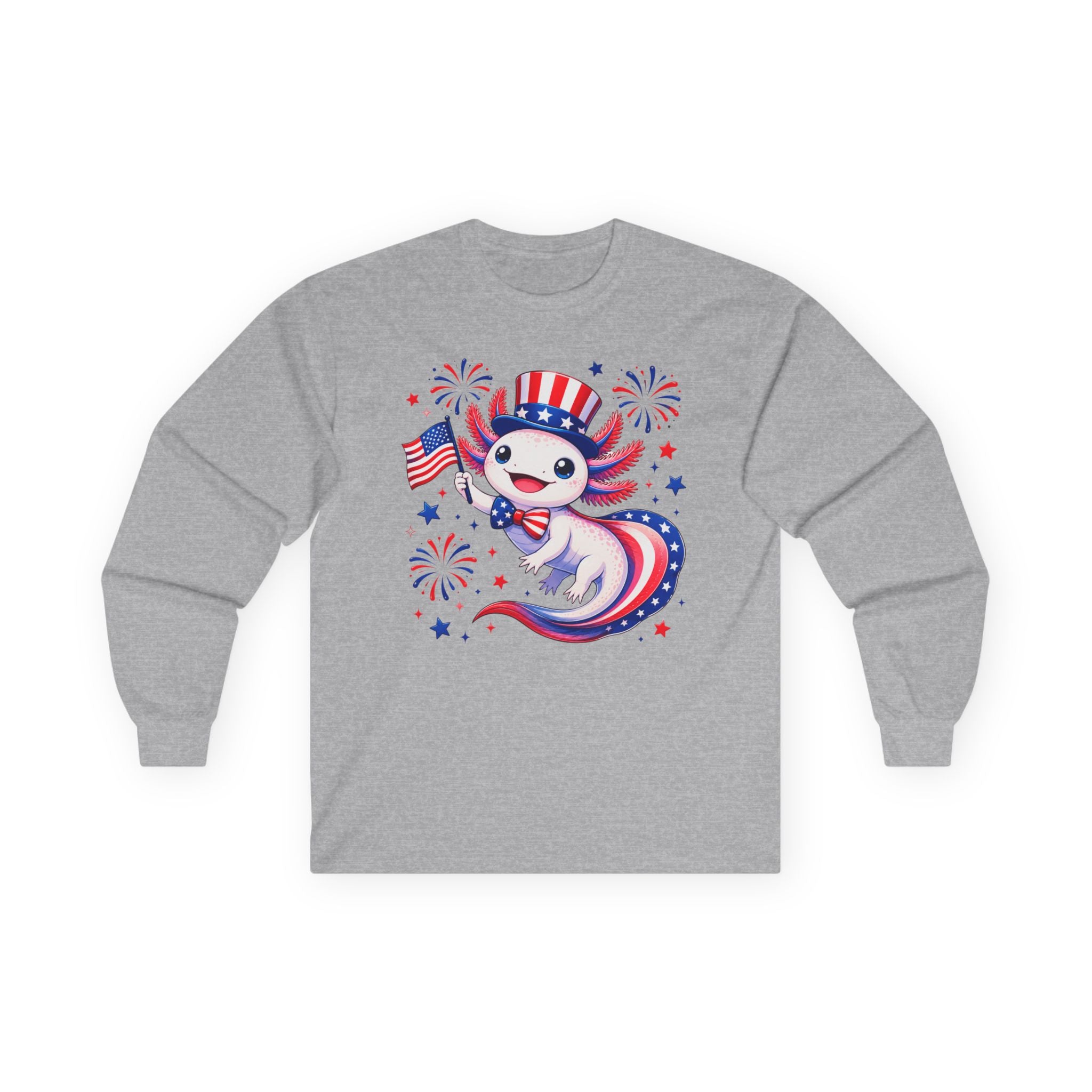 Patriotic Axolotl Cotton Long Sleeve Tee