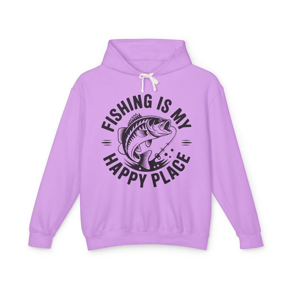 Fishing Is My Happy Place Lightweight Hooded Sweatshirt