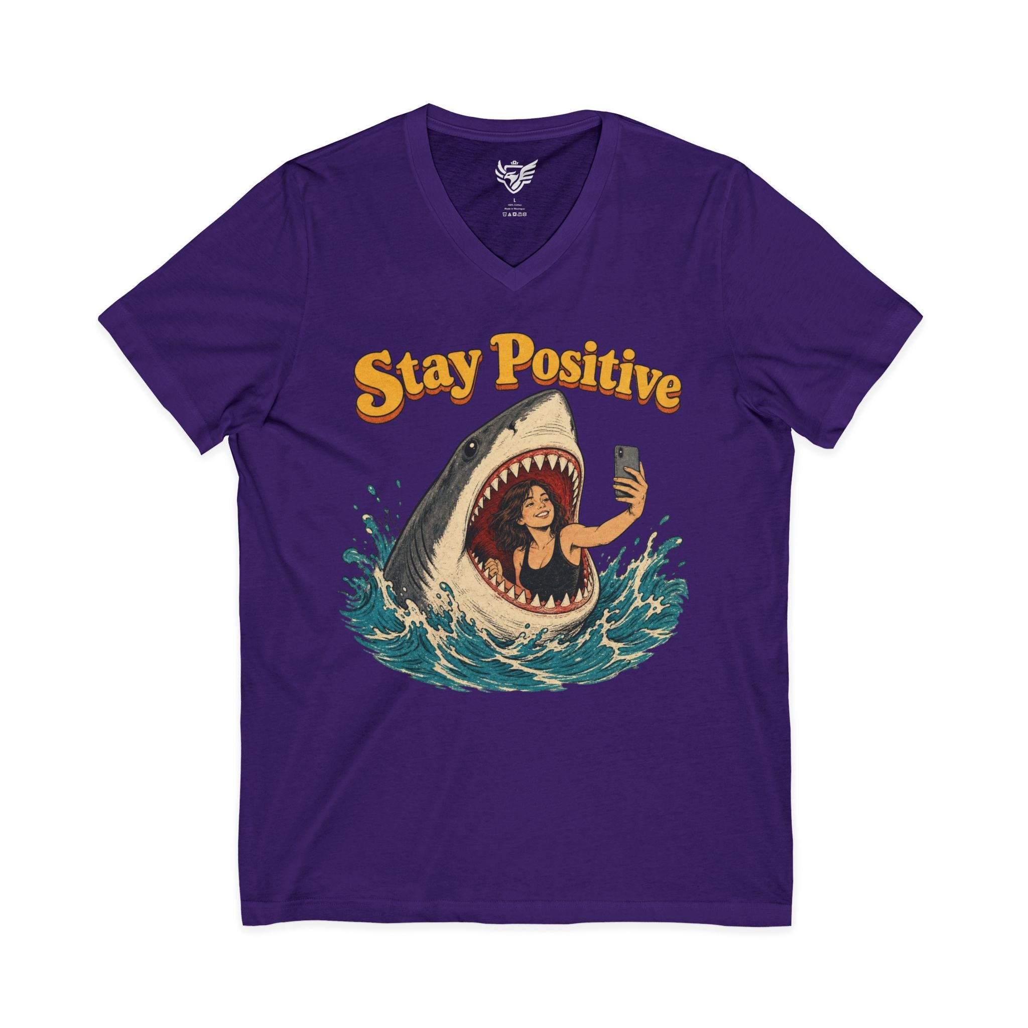 Stay Positive Jersey Short Sleeve V-Neck Tee
