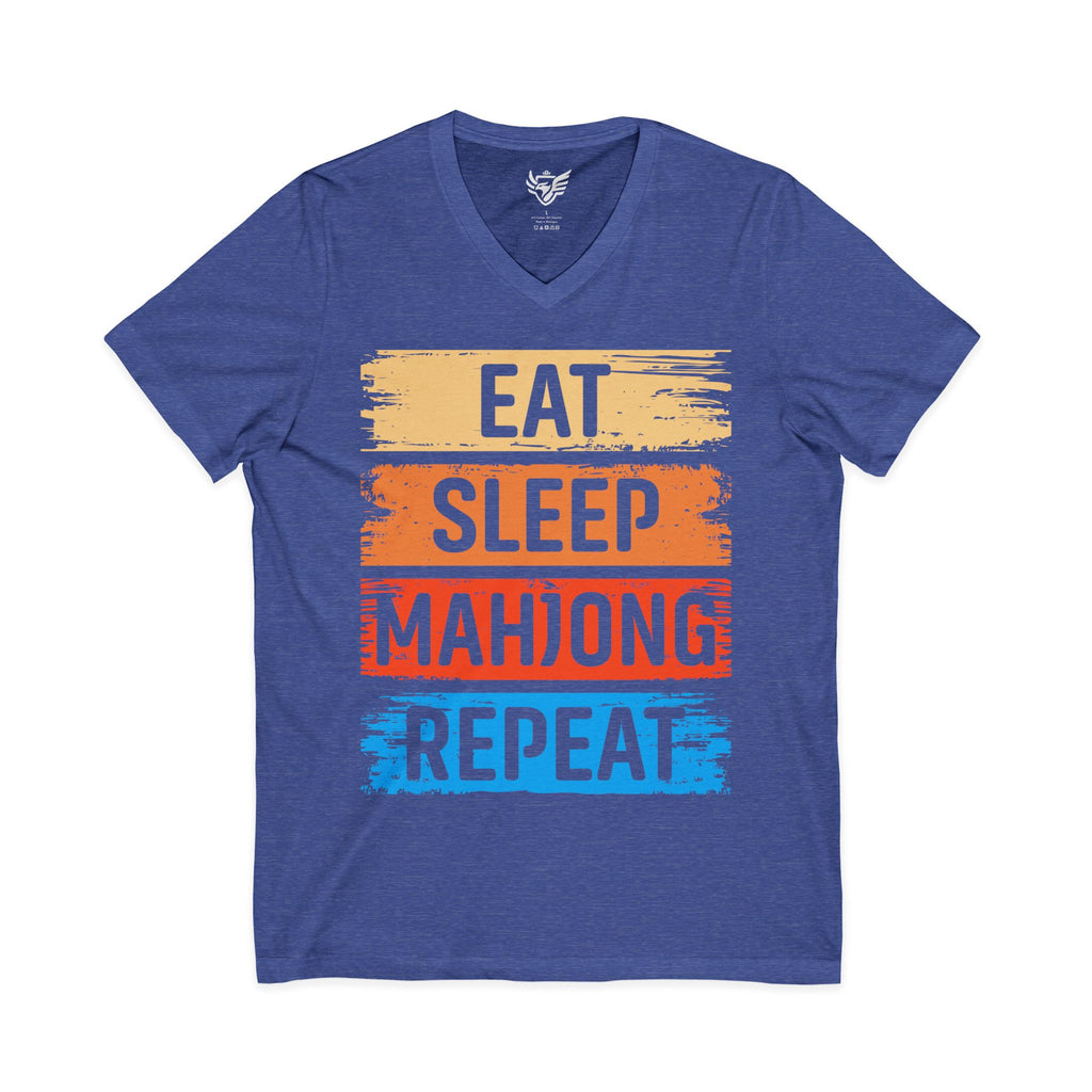 Eat Sleep Mahjong Repeat Jersey Short Sleeve V-Neck Tee