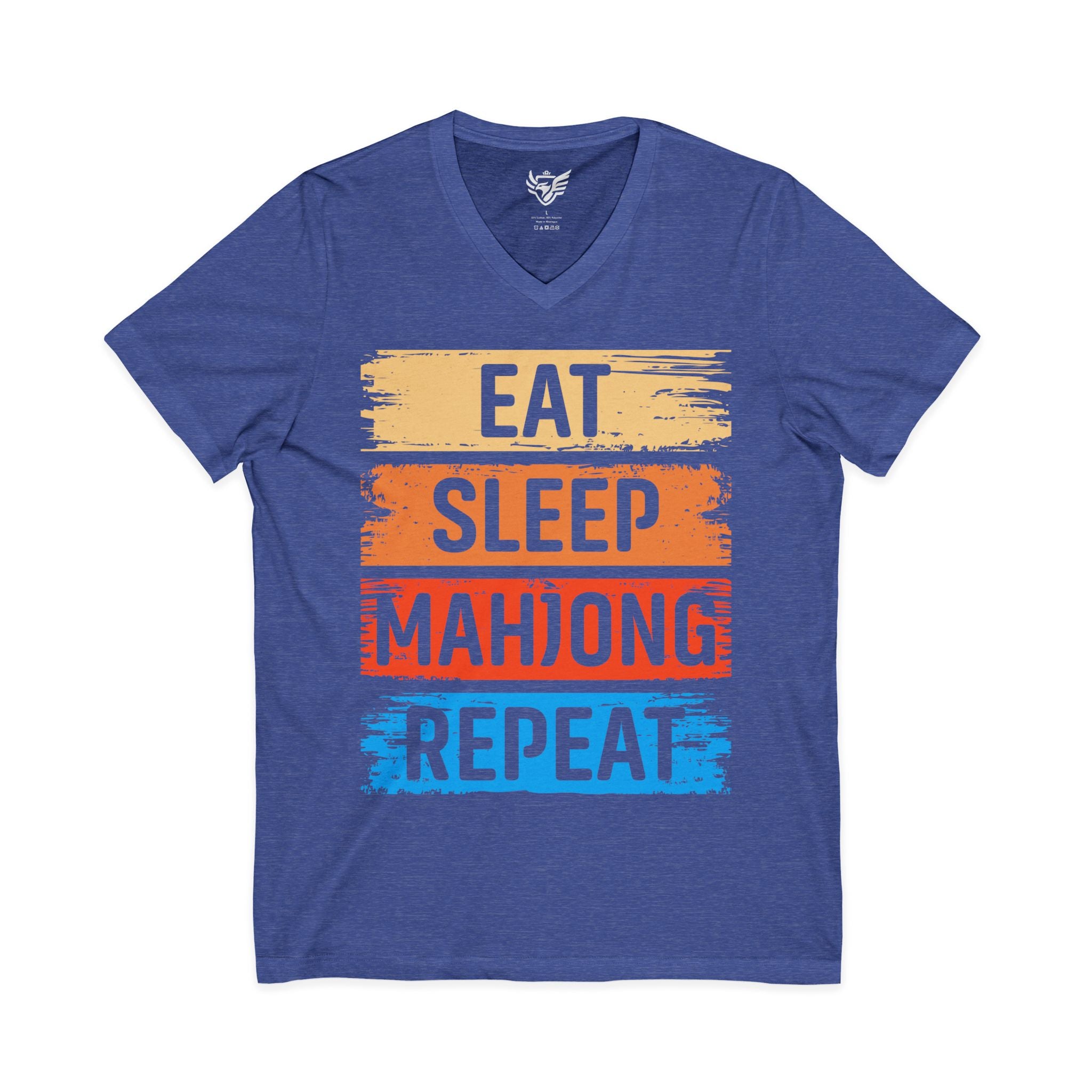 Eat Sleep Mahjong Repeat Jersey Short Sleeve V-Neck Tee