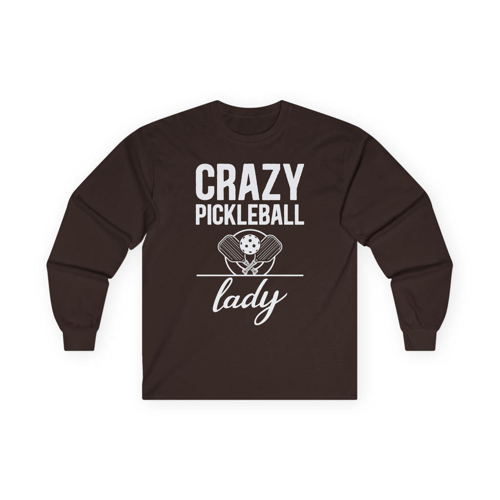 Crazy Pickleball Lady Cotton Long Sleeve Tee