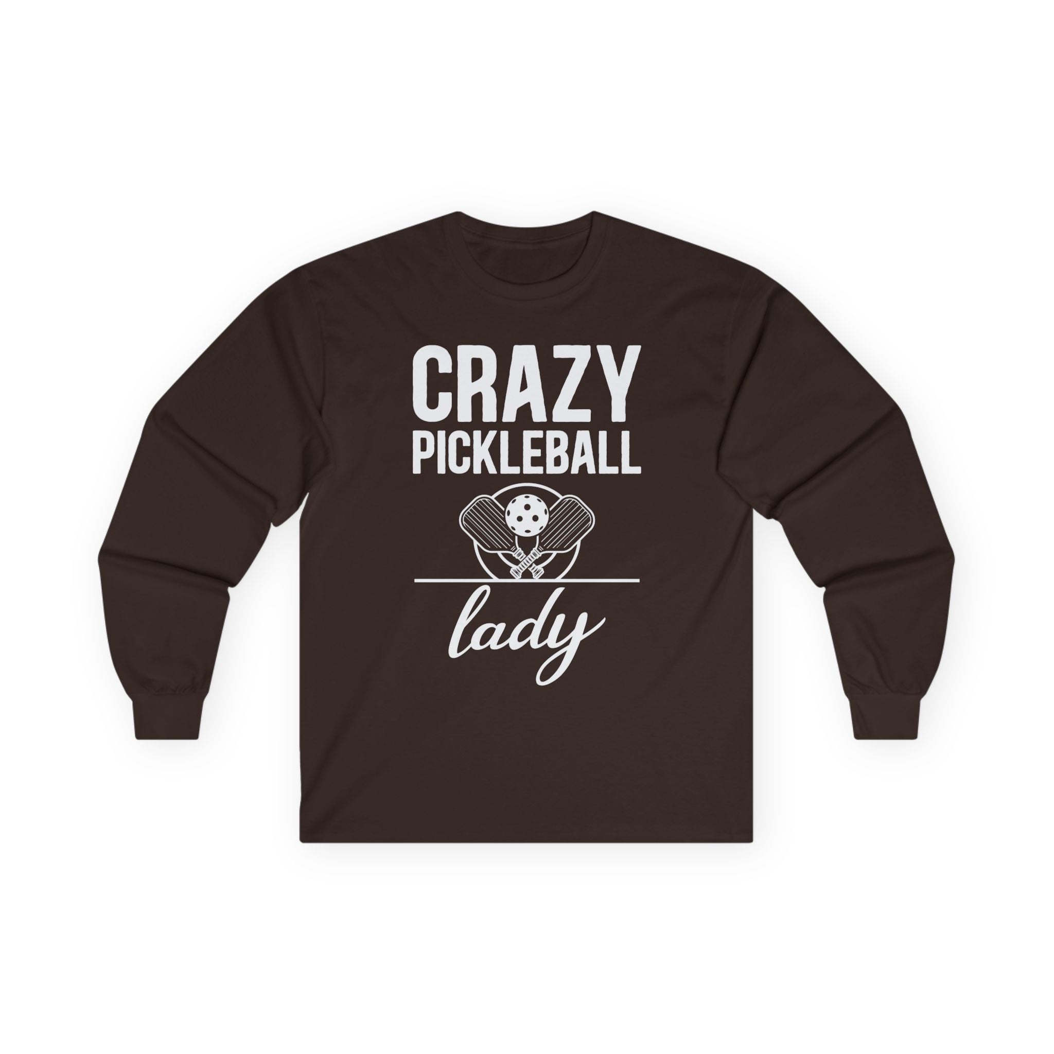 Crazy Pickleball Lady Cotton Long Sleeve Tee