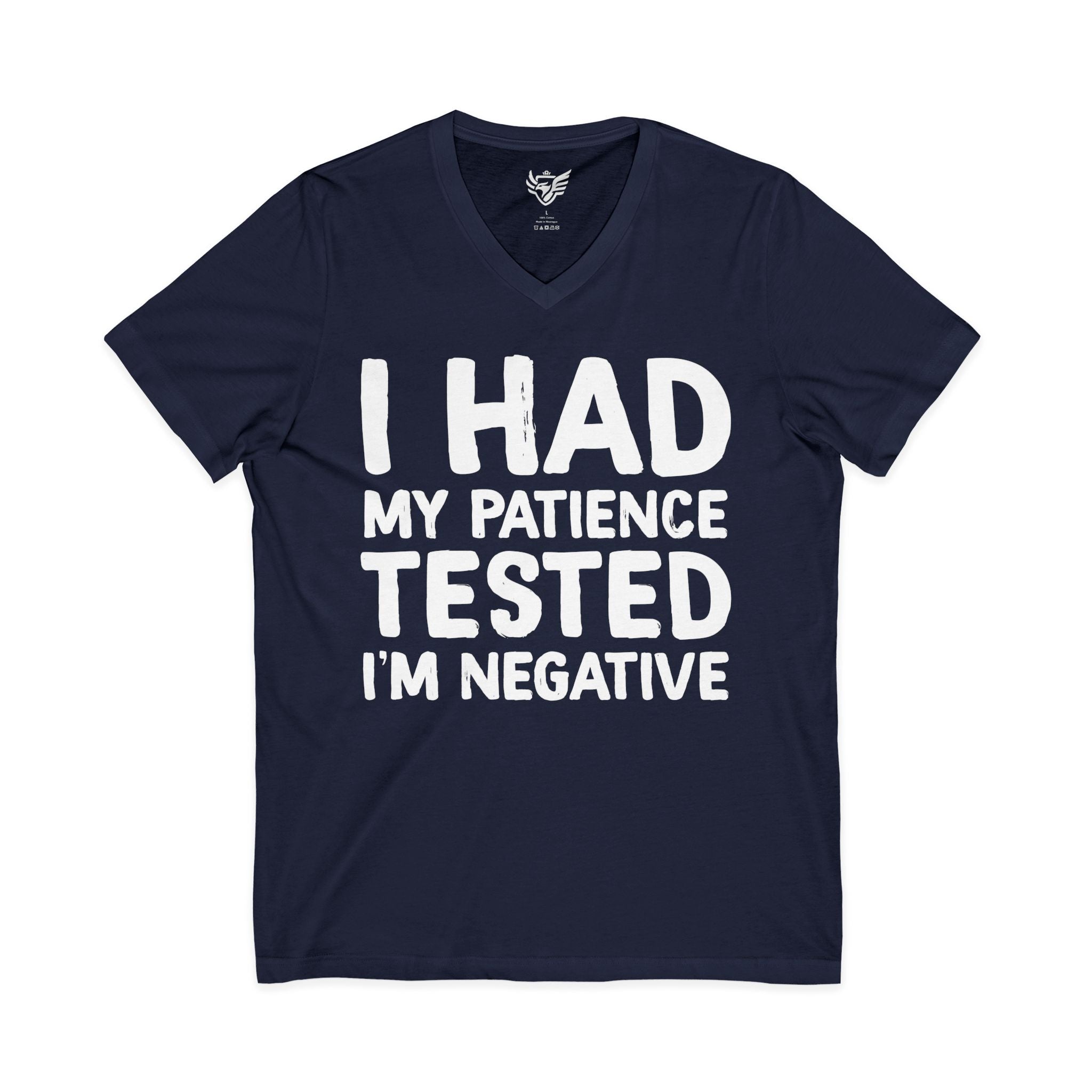 Negative For Patience Jersey Short Sleeve V-Neck Tee