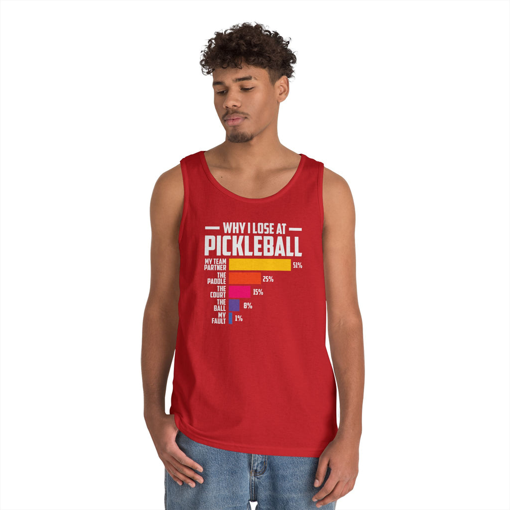 Why I Lose At Pickleball Heavy Cotton Tank Top