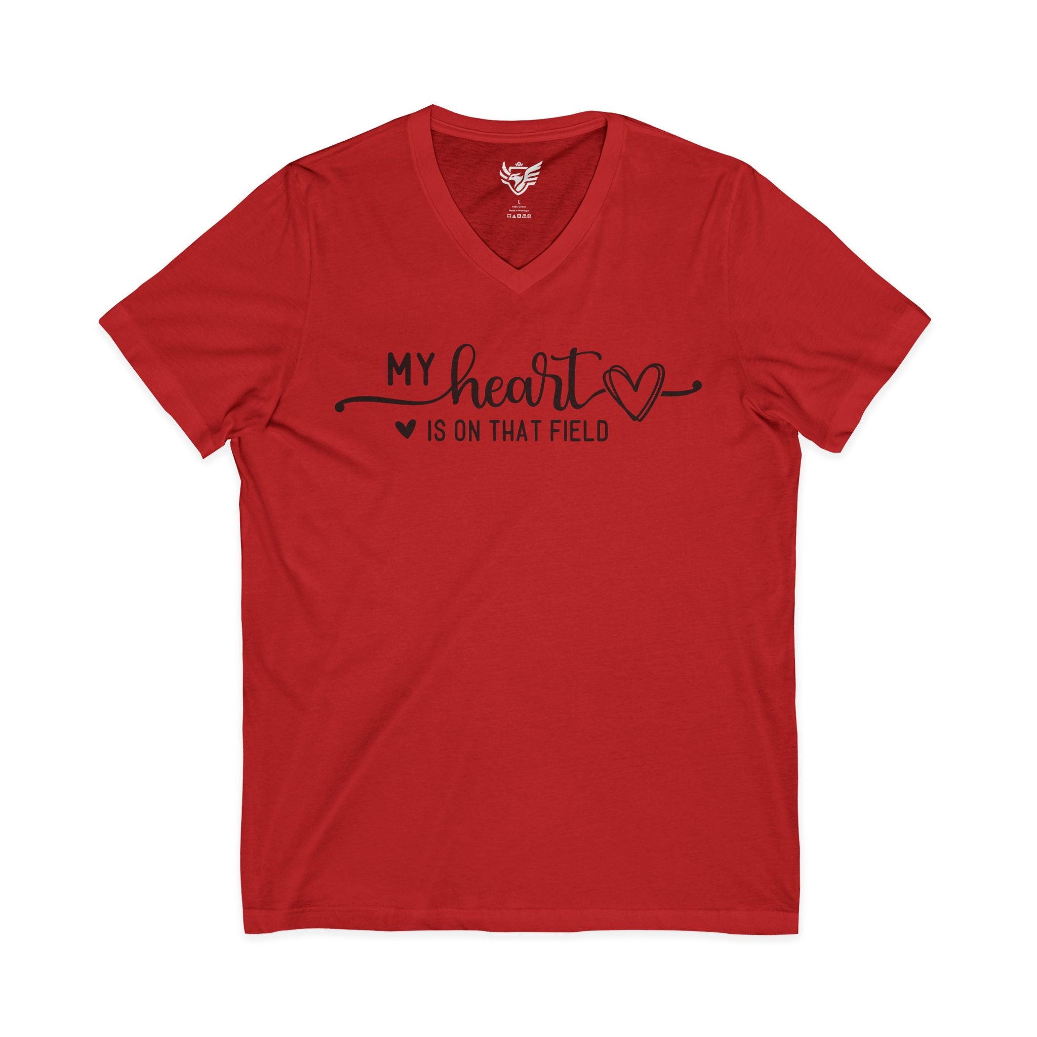 My Heart is on that Field Jersey Short Sleeve V-Neck Tee