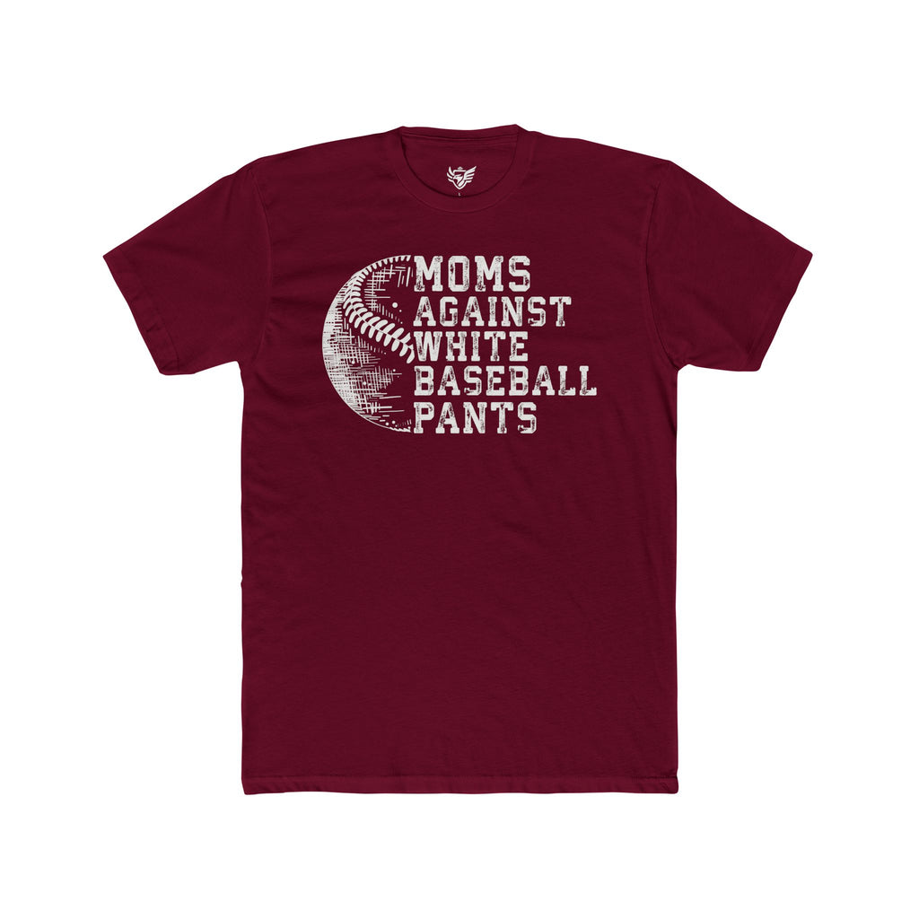 Mom's Against White Baseball Pants Cotton Crew Tee