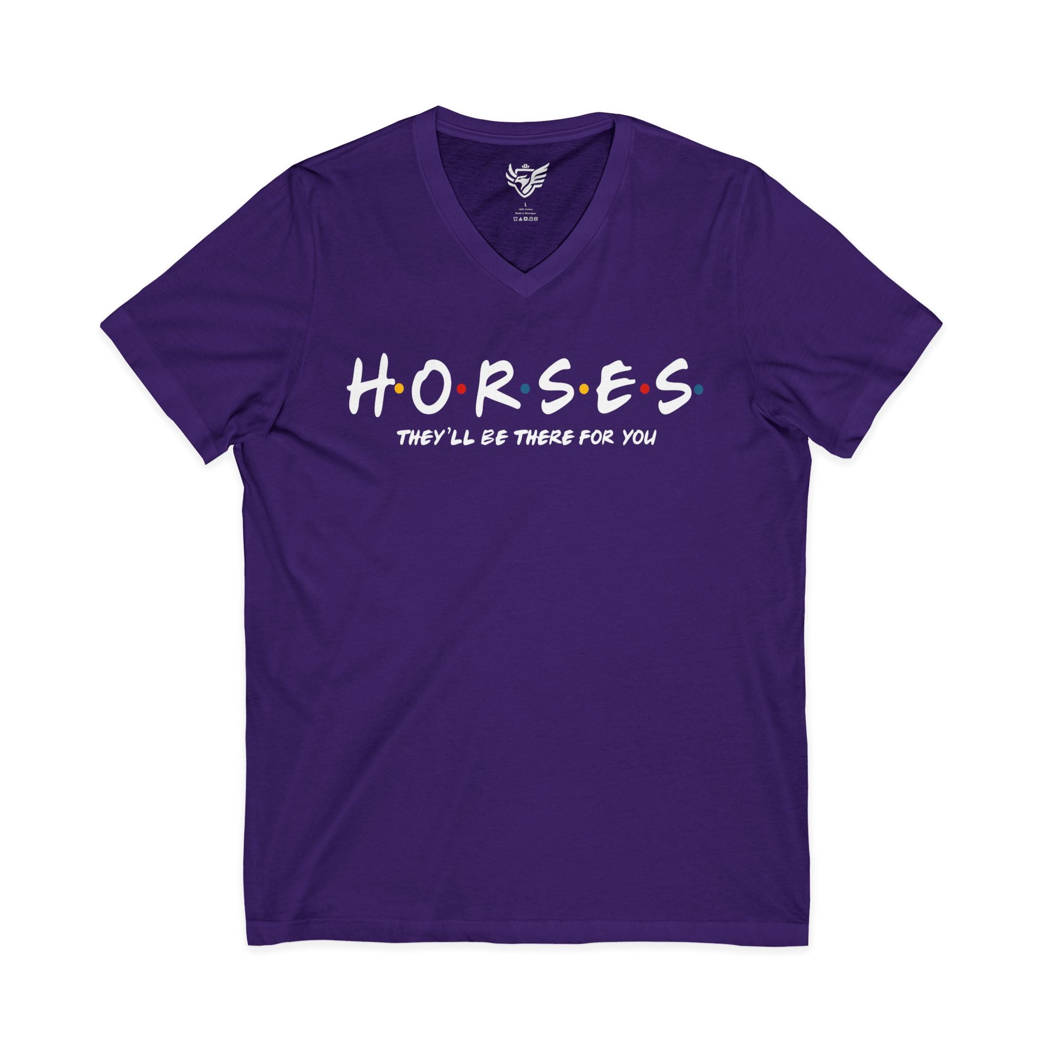 Horses, Friends Theme Jersey Short Sleeve V-Neck Tee
