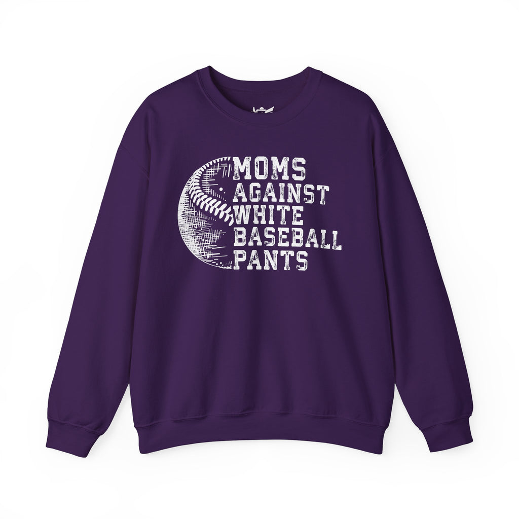 Mom's Against White Baseball Pants Heavy Blend™ Crewneck Sweatshirt