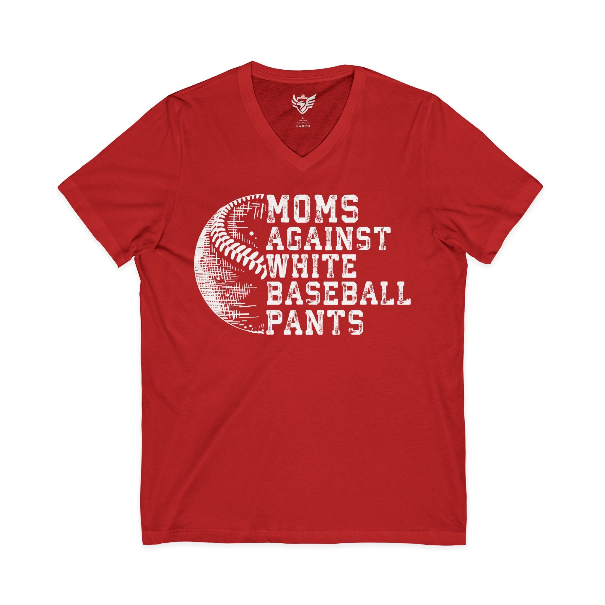 Mom's Against White Baseball Pants Jersey Short Sleeve V-Neck Tee