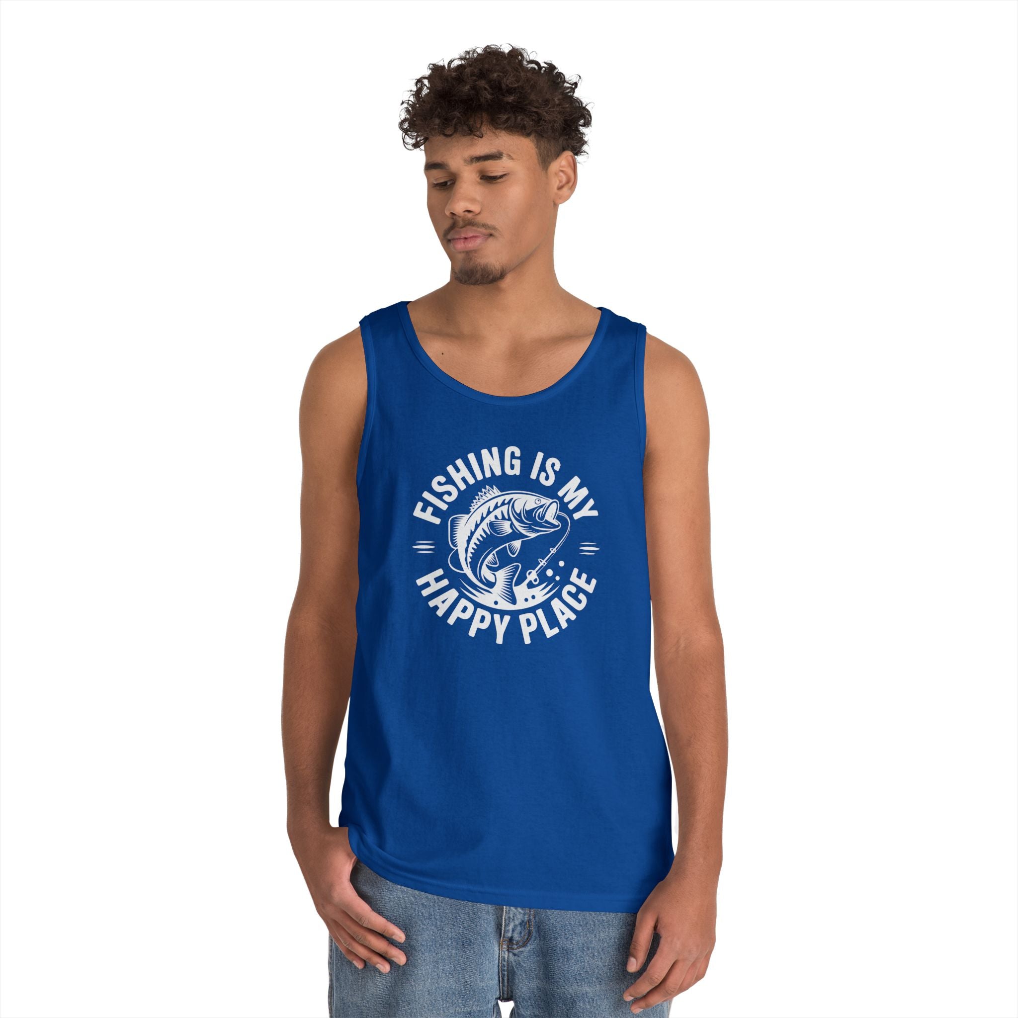 Fishing Is My Happy Place Heavy Cotton Tank Top