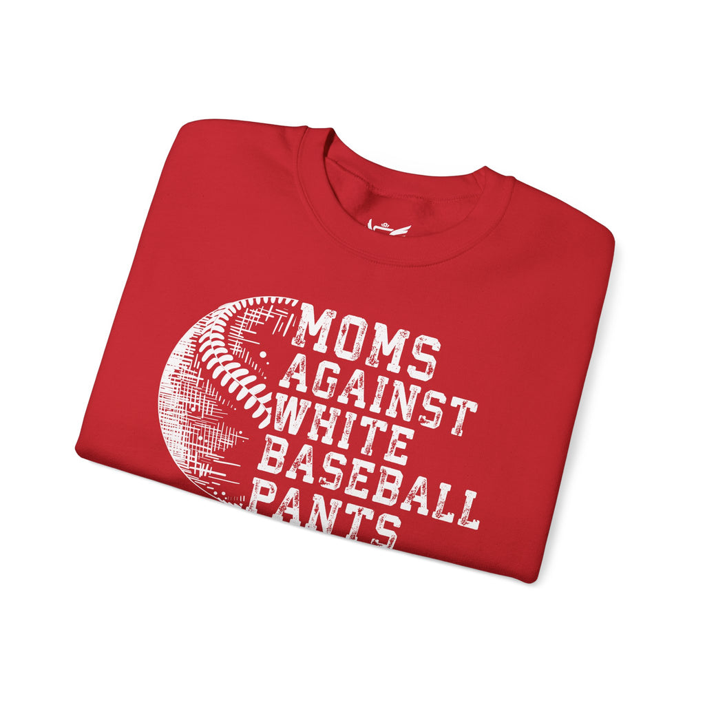 Mom's Against White Baseball Pants Heavy Blend™ Crewneck Sweatshirt