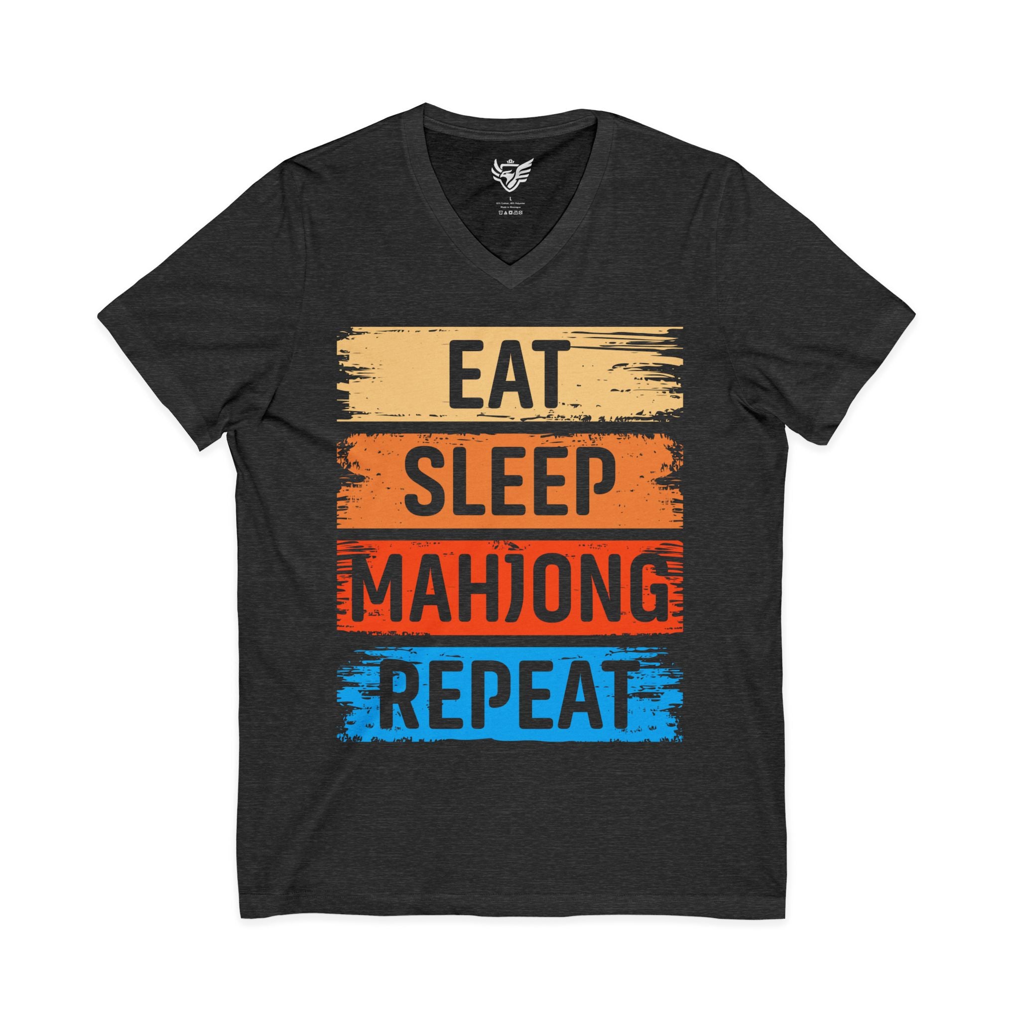 Eat Sleep Mahjong Repeat Jersey Short Sleeve V-Neck Tee