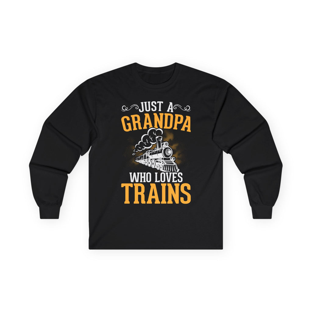 Train Lover Grandpa Cotton Long Sleeve Tee