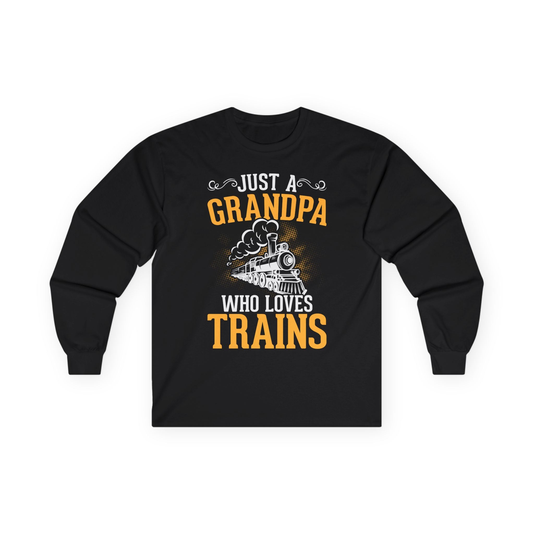 Train Lover Grandpa Cotton Long Sleeve Tee