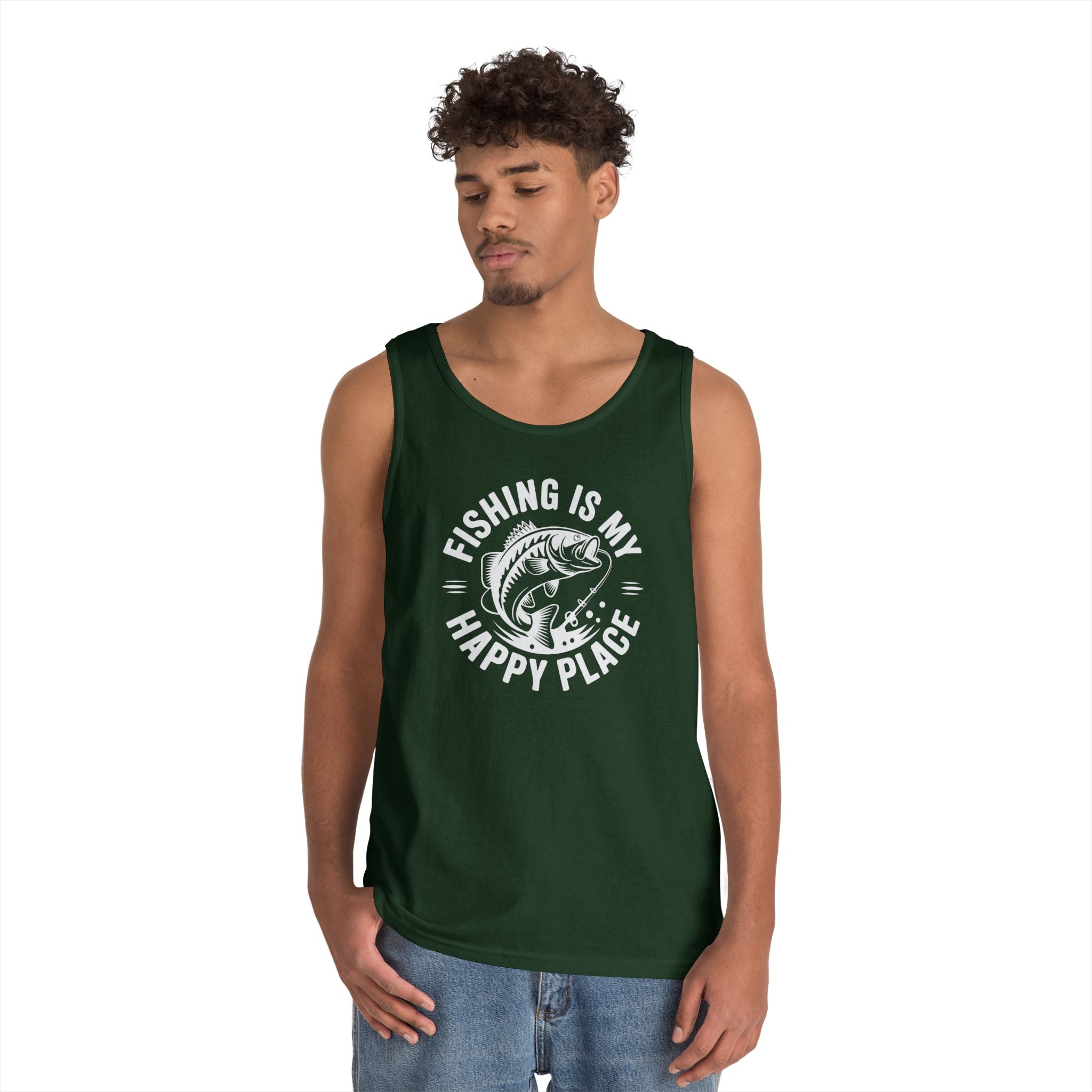 Fishing Is My Happy Place Heavy Cotton Tank Top