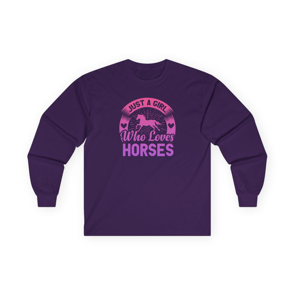 Just a Girl Who Loves Horses Cotton Long Sleeve Tee