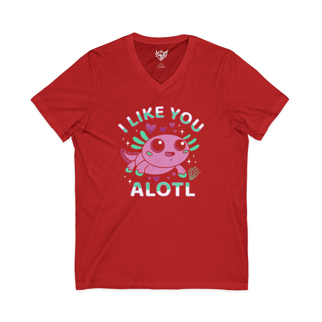I Like You Alotl Jersey Short Sleeve V-Neck Tee