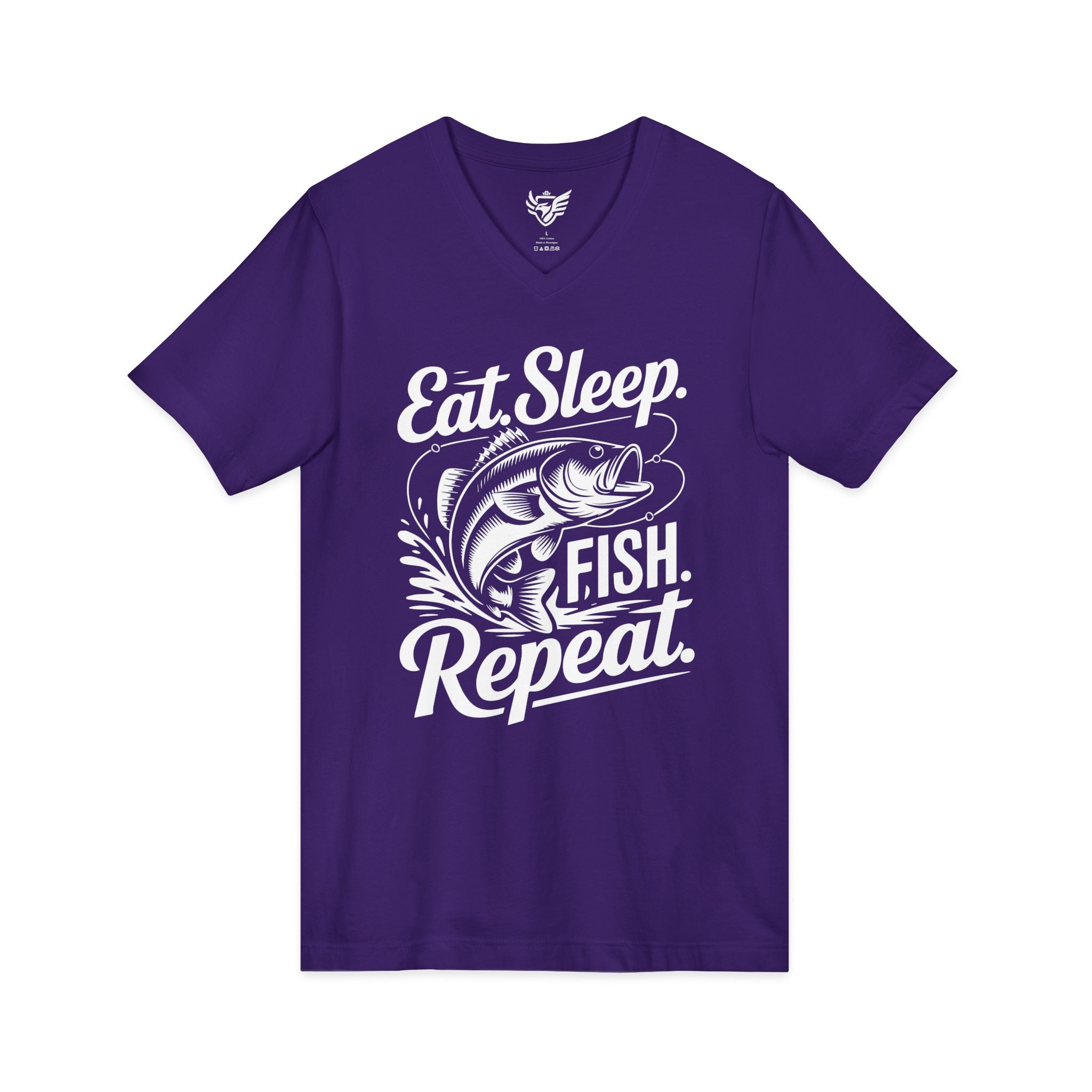 Eat Sleep Fish Repeat Jersey Short Sleeve V-Neck Tee