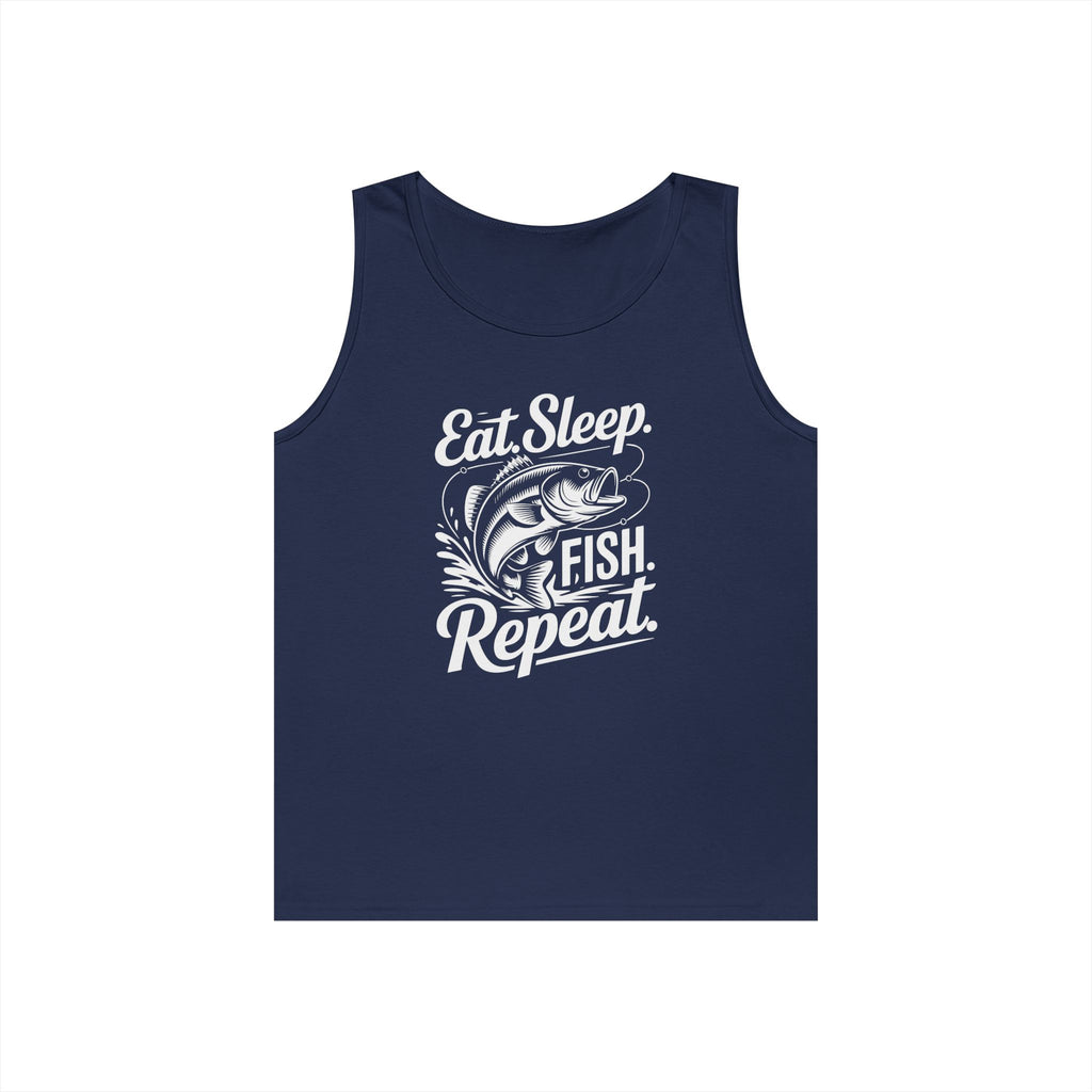 Eat Sleep Fish Repeat Heavy Cotton Tank Top