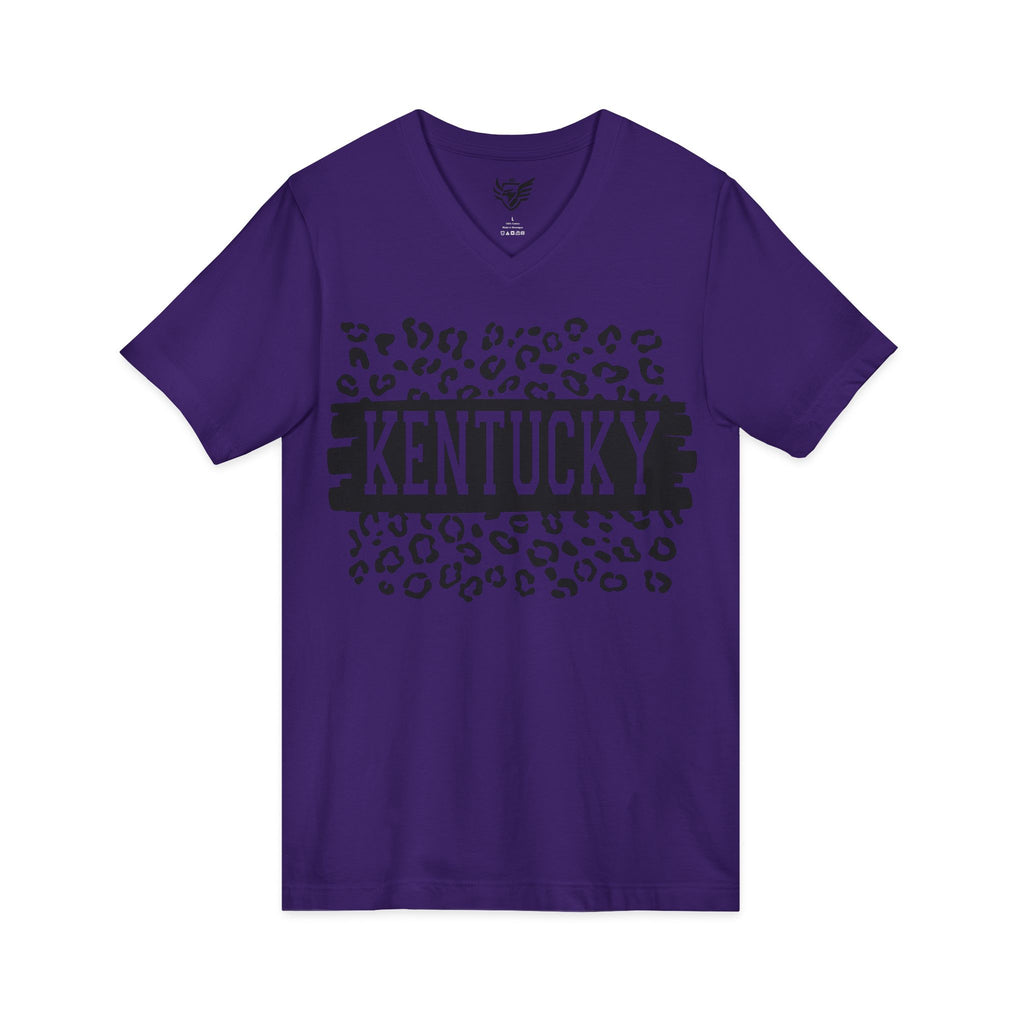 KY Leopard Jersey Short Sleeve V-Neck Tee